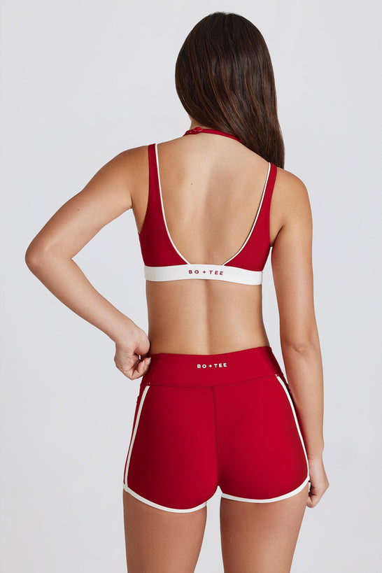 Soft Active Contrast Mini Shorts in Dark Red