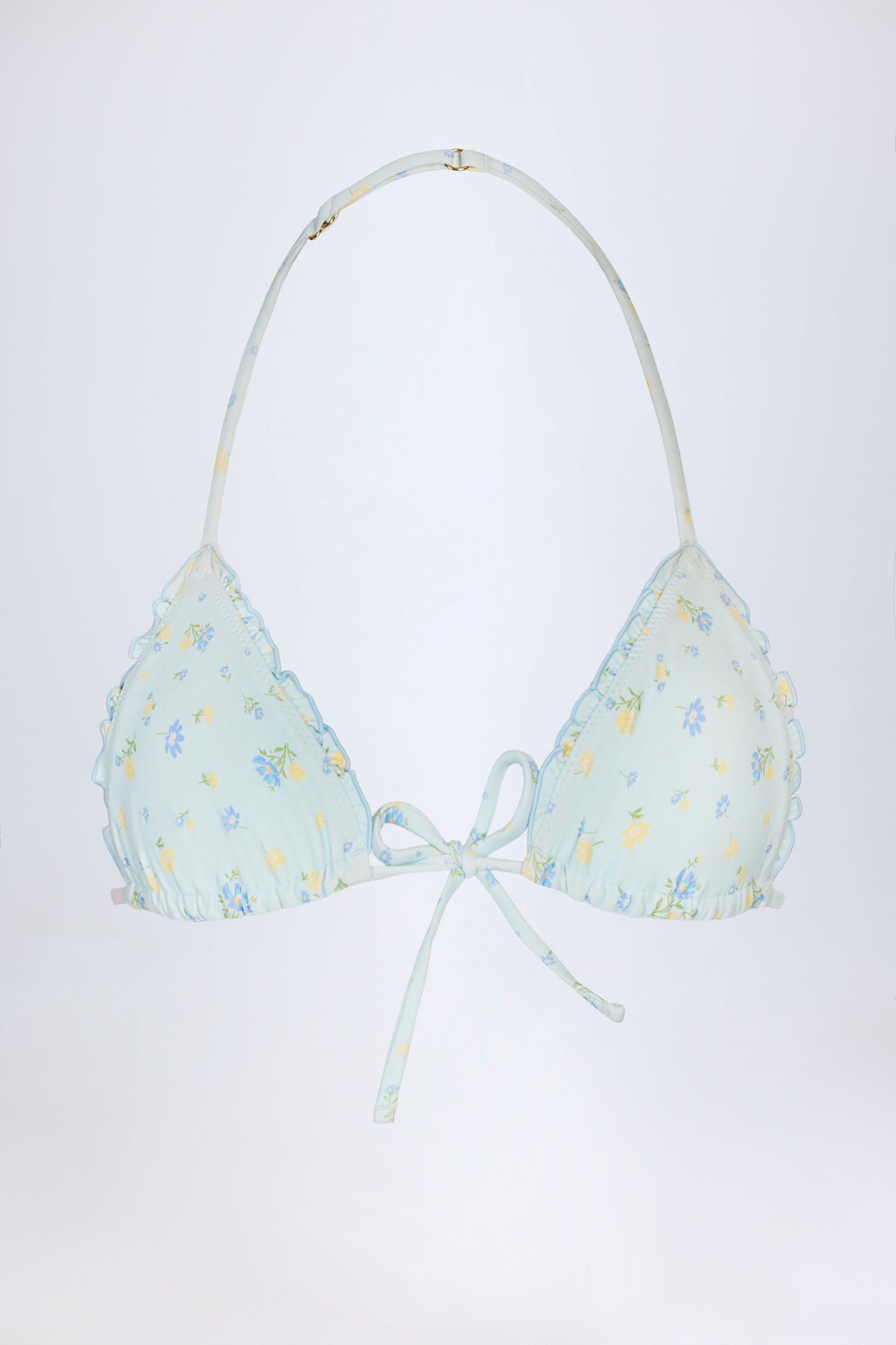 Micro Triangle Bikini Top in Blue Floral Print