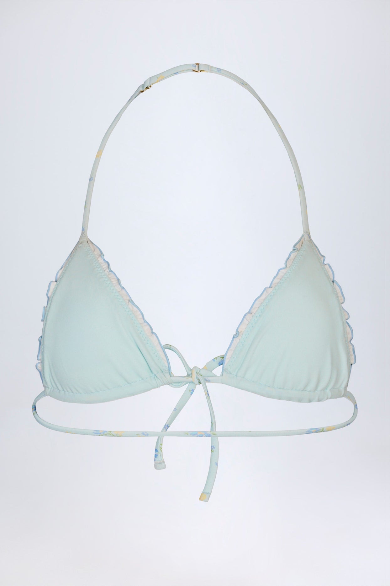 Micro Triangle Bikini Top in Blue Floral Print