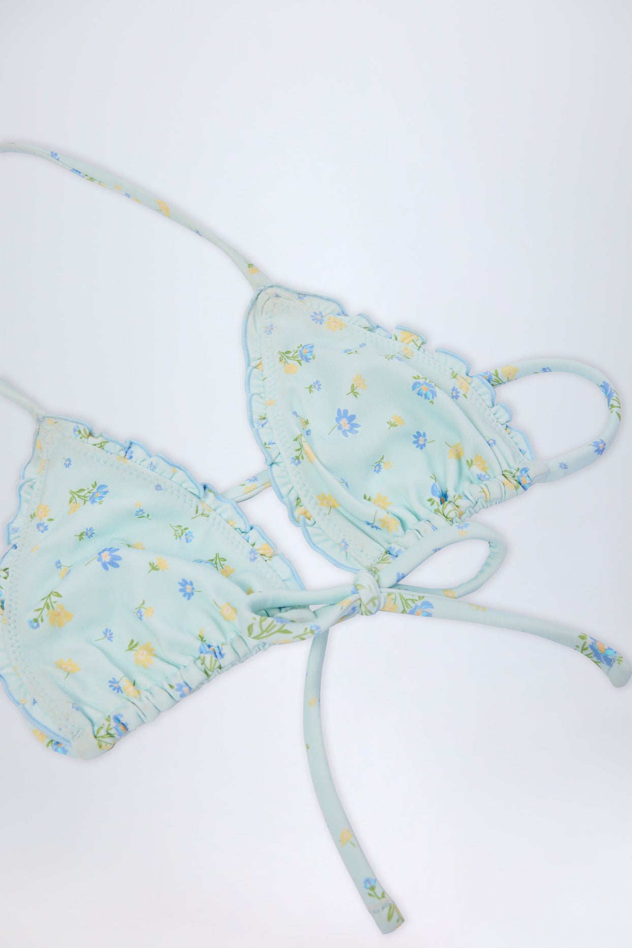 Micro Triangle Bikini Top in Blue Floral Print
