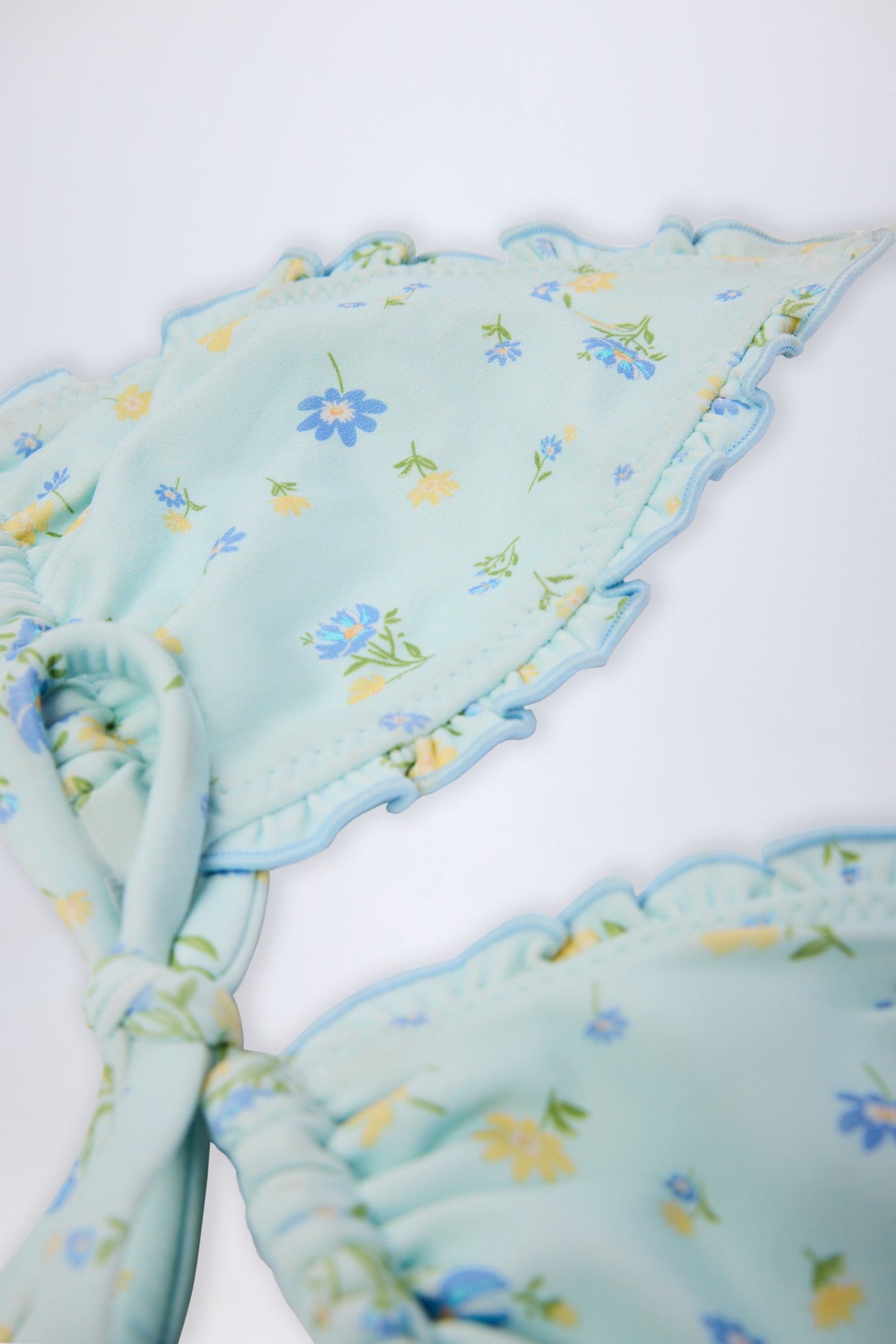 Micro Triangle Bikini Top in Blue Floral Print