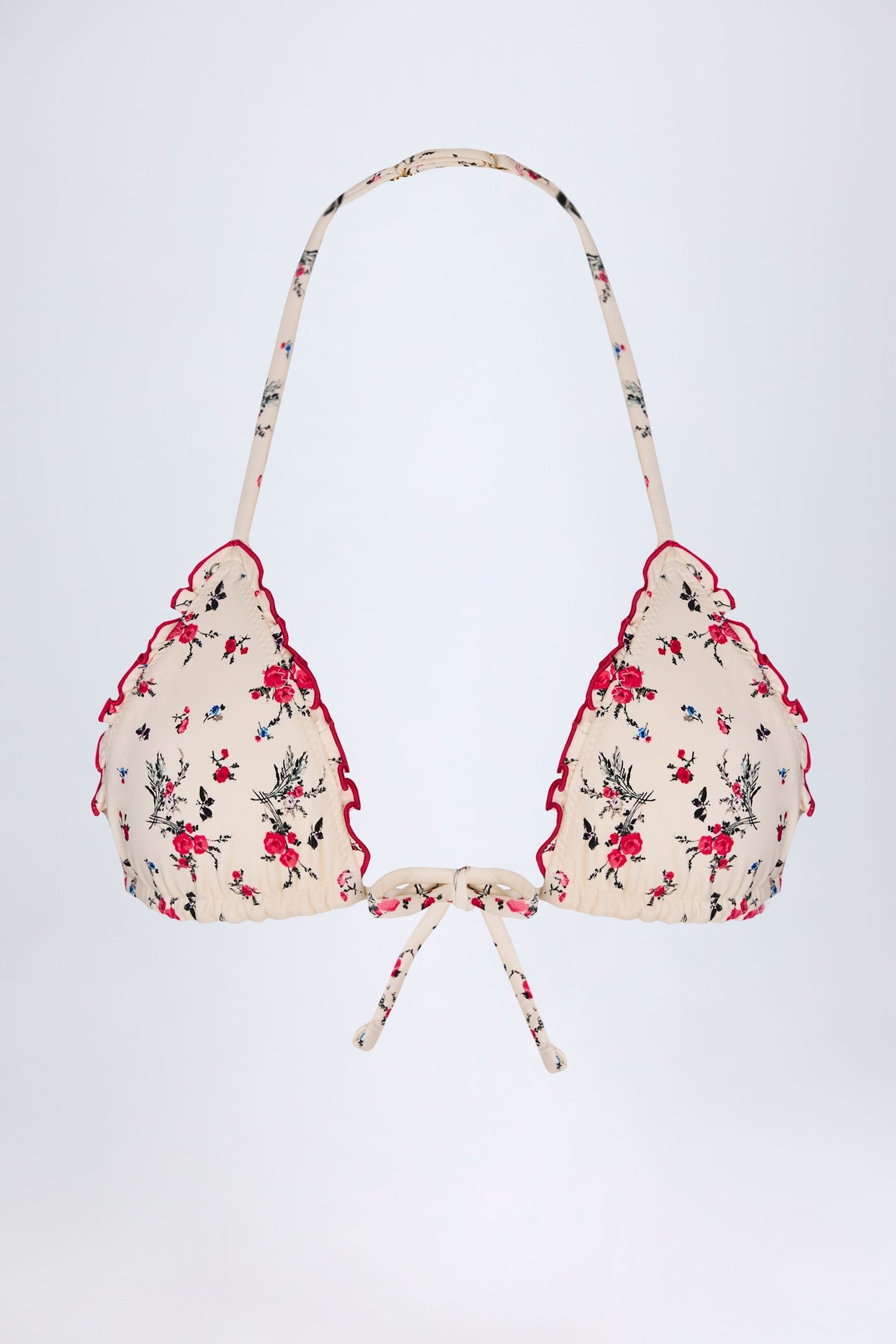 Micro Triangle Bikini Top in Red Floral Print