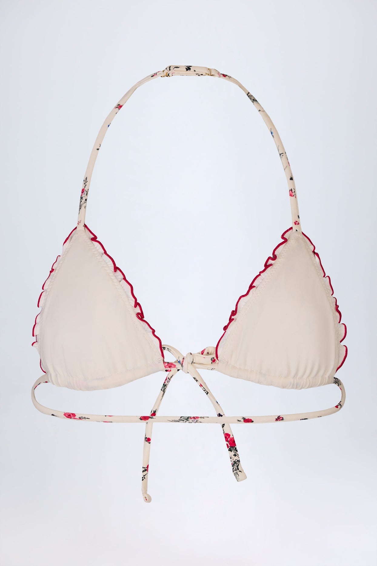 Micro Triangle Bikini Top in Red Floral Print