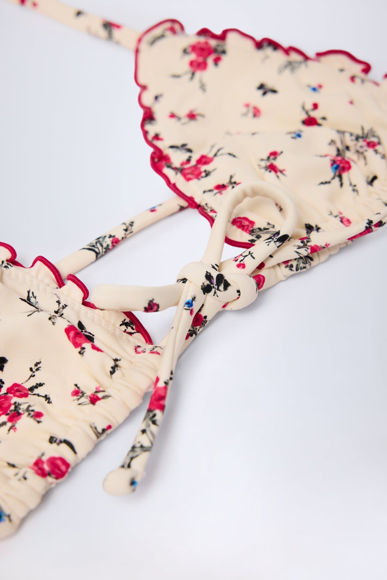 Micro Triangle Bikini Top in Red Floral Print