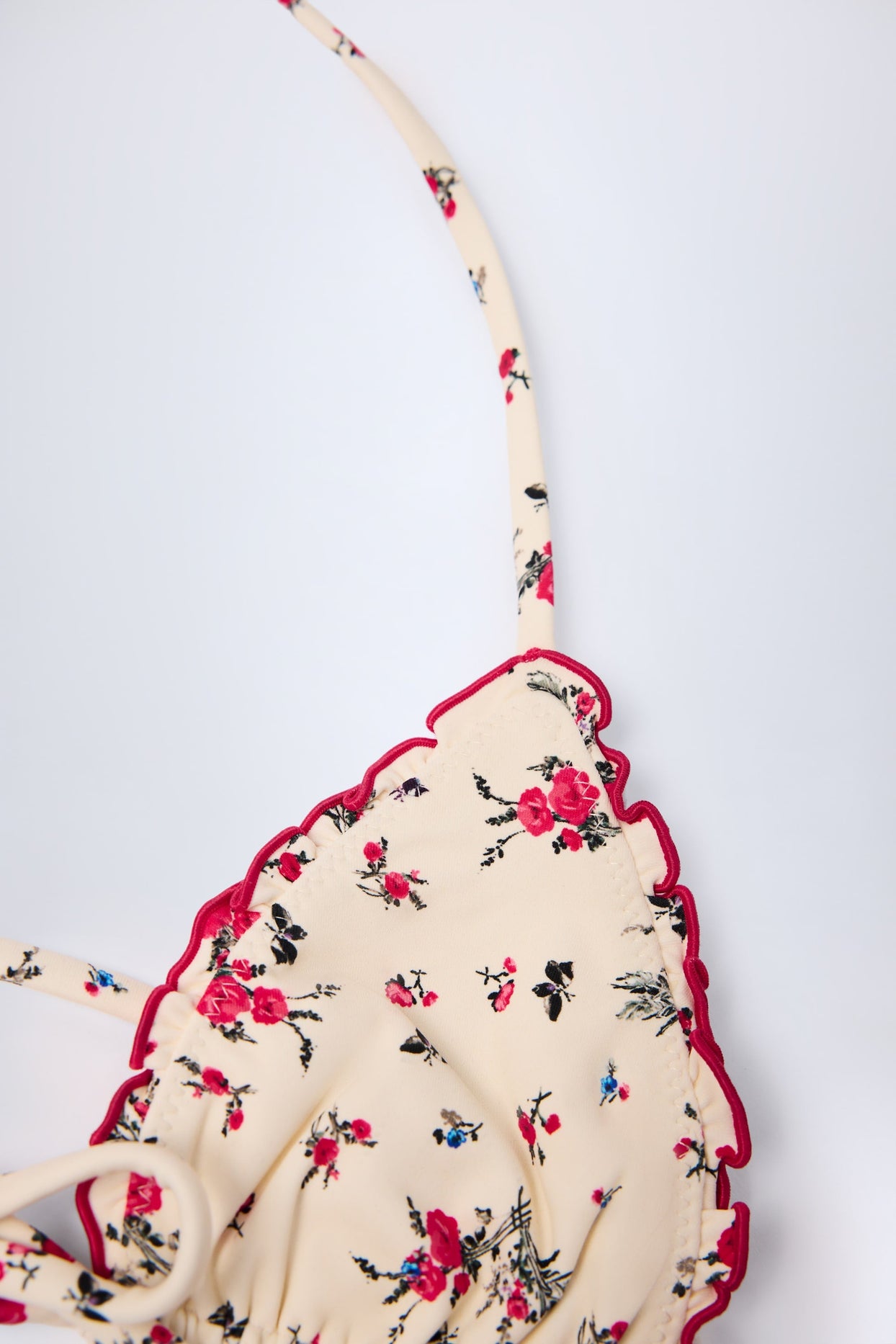 Micro Triangle Bikini Top in Red Floral Print