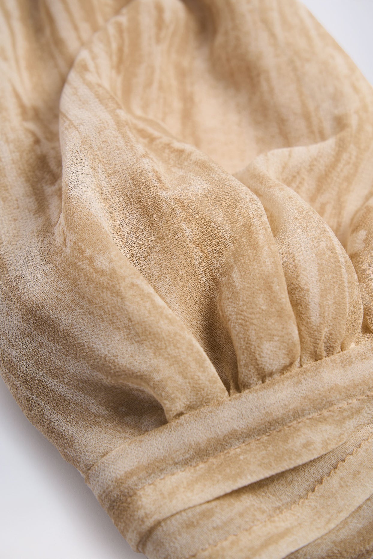 Ruched Halterneck Crop Top in Tan Print