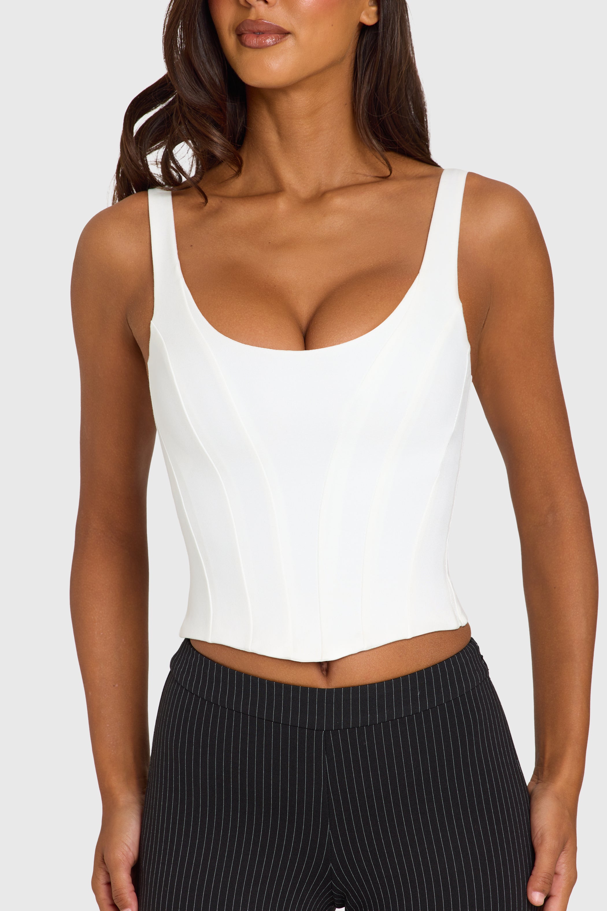 Ponte Corset Top in Snow