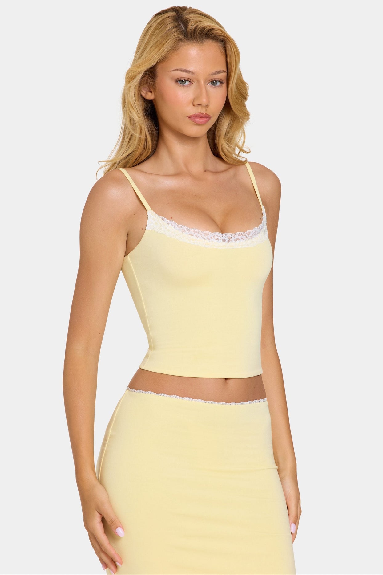 Modal Lace-Trim Top in Butter - 6