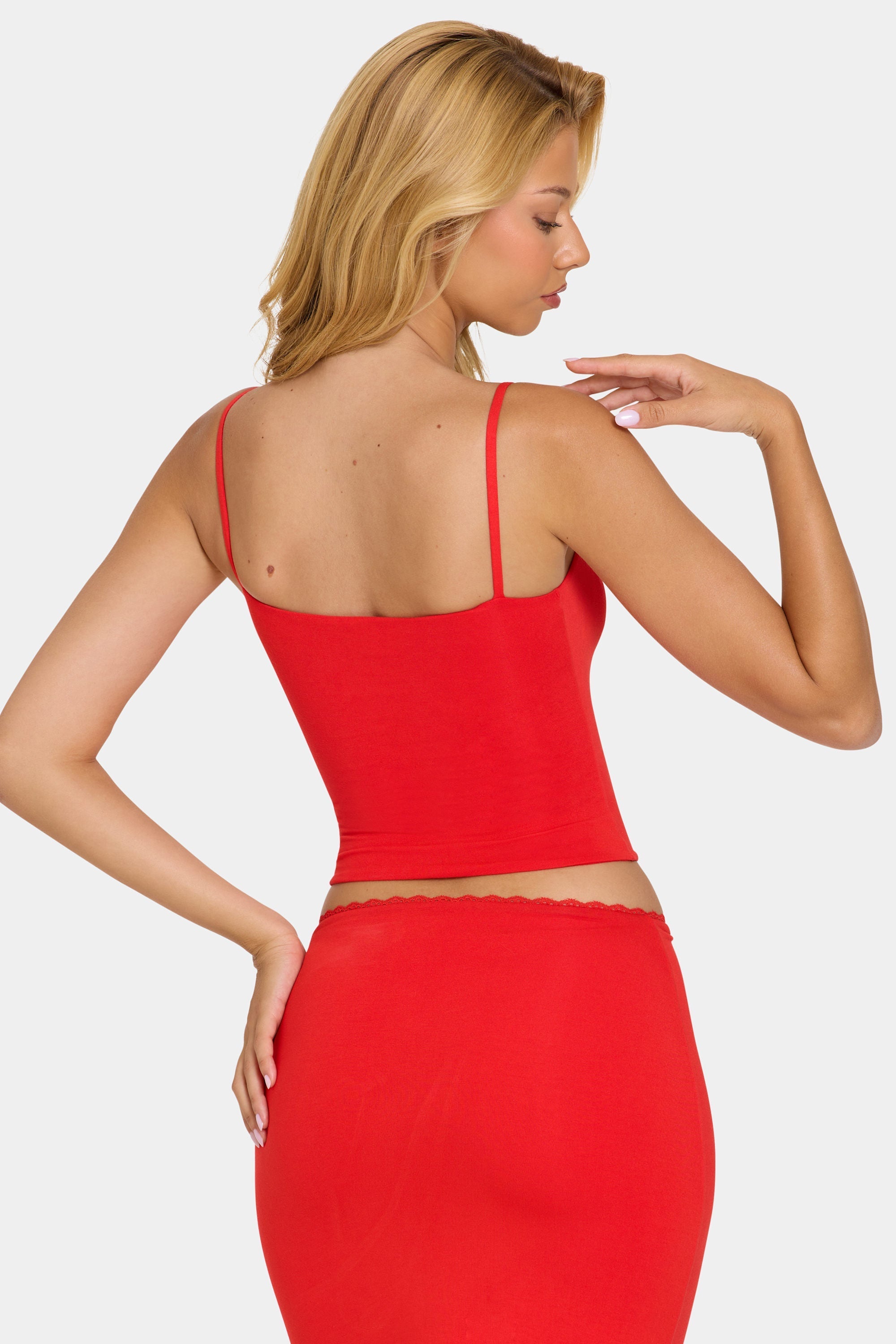 Modal Lace-Trim Top in Cherry