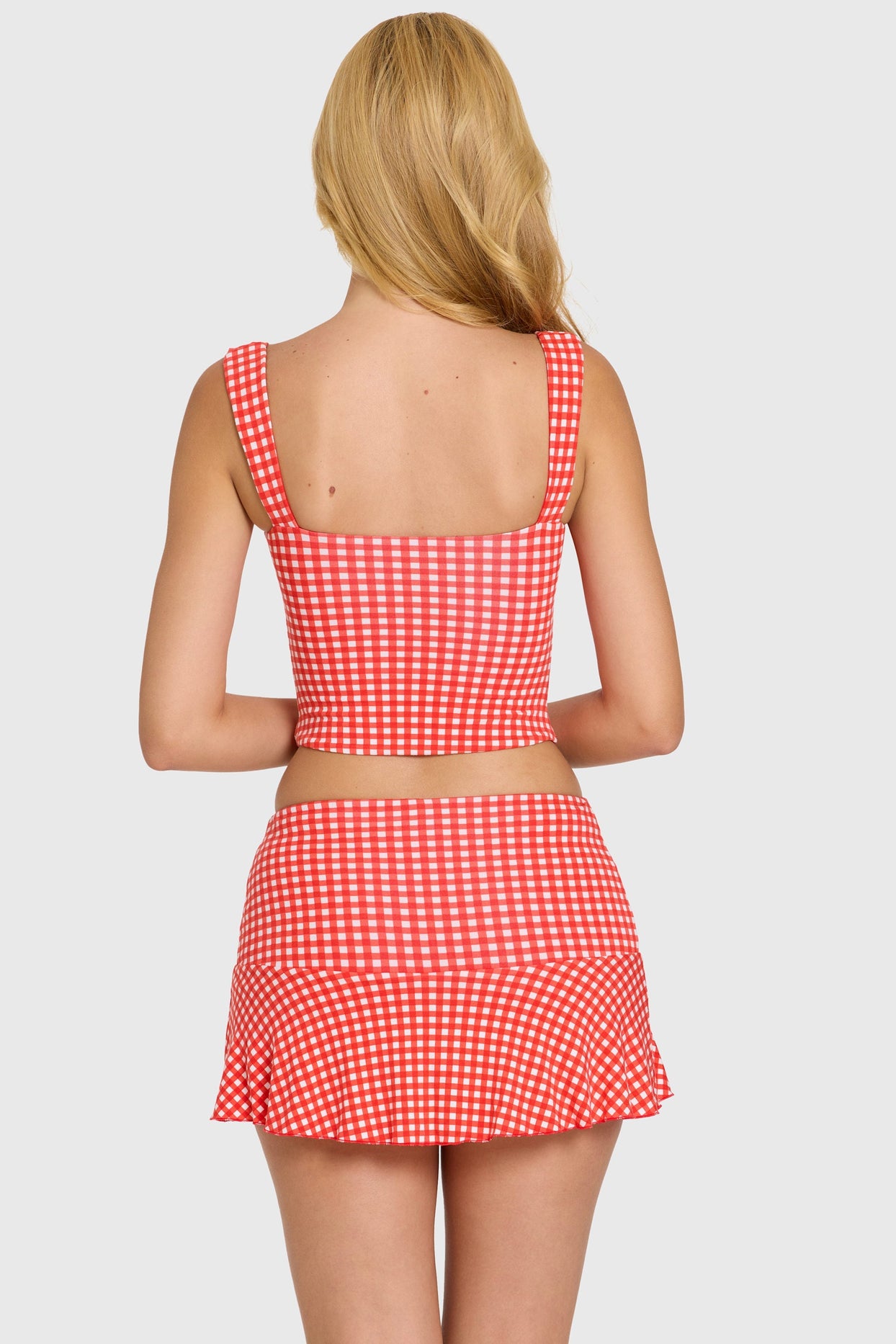 Modal Ruched Bust Top in Red Gingham - 8