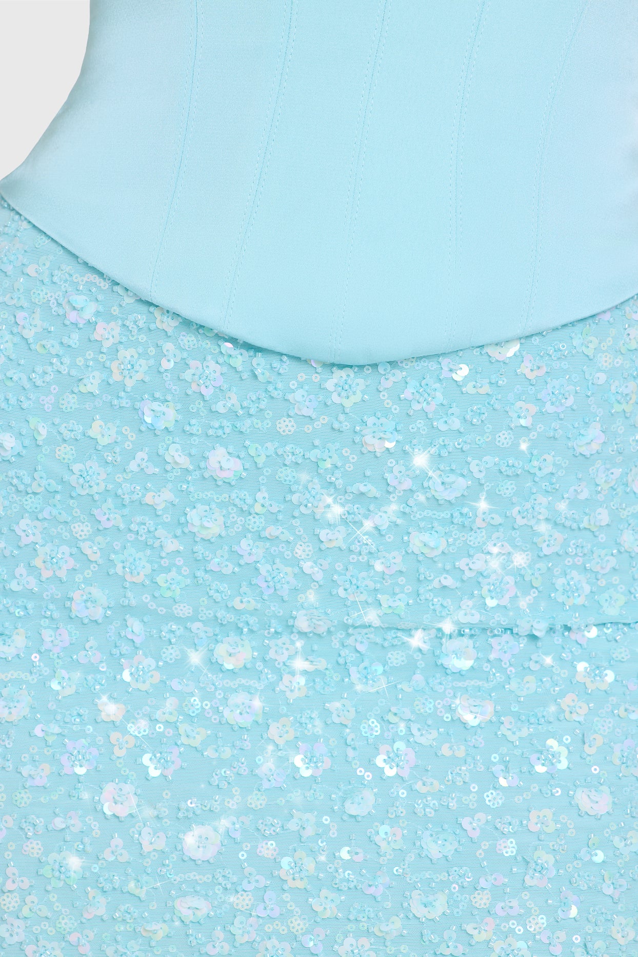 Embellished Skirt Corset Mini Dress in Aqua - 5