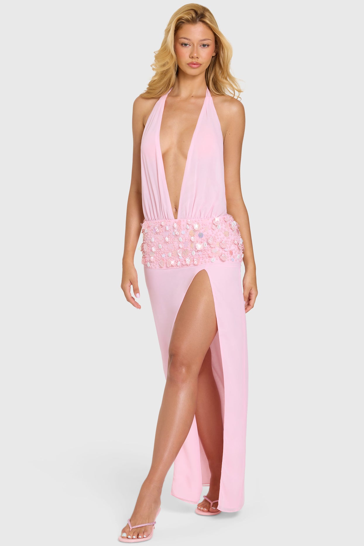 Embellished Waist Maxi Dress in Bubblegum Pink - 8