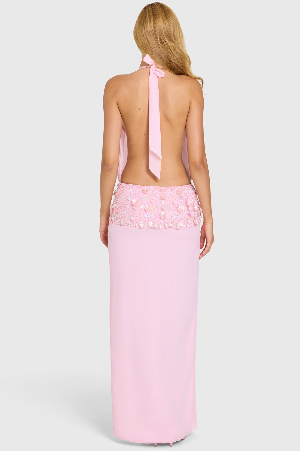 Embellished Waist Maxi Dress in Bubblegum Pink - 9
