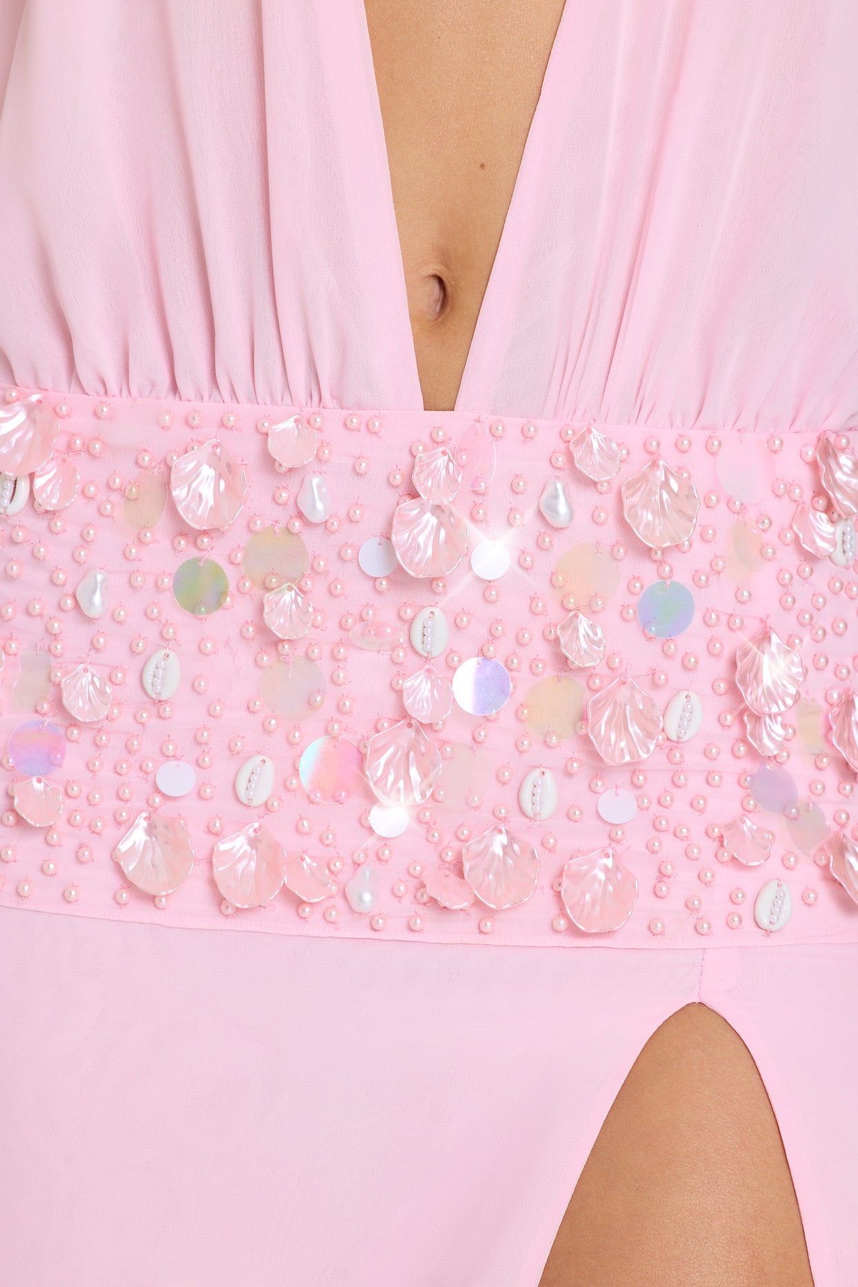 Embellished Waist Maxi Dress in Bubblegum Pink - 5