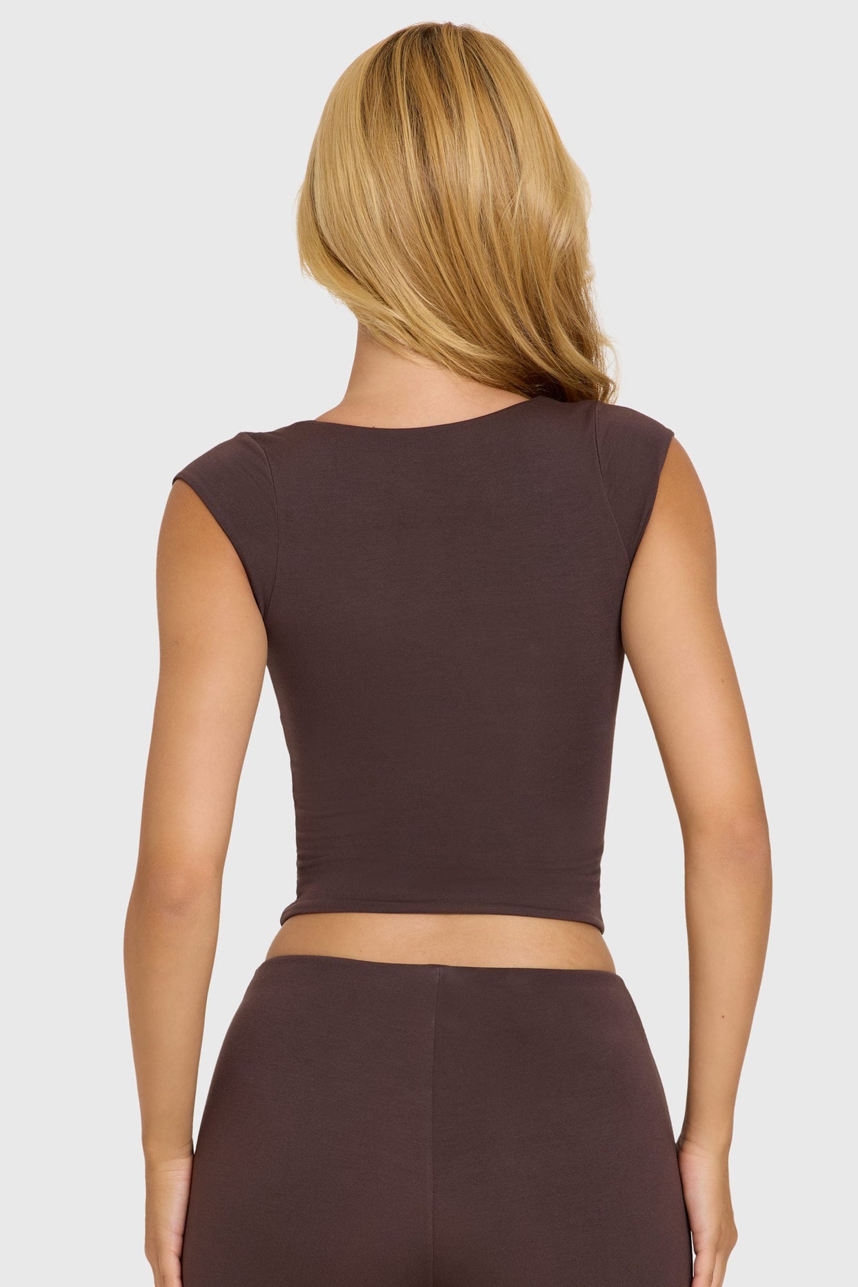 Modal Cap-Sleeve Top in Chocolate - 7