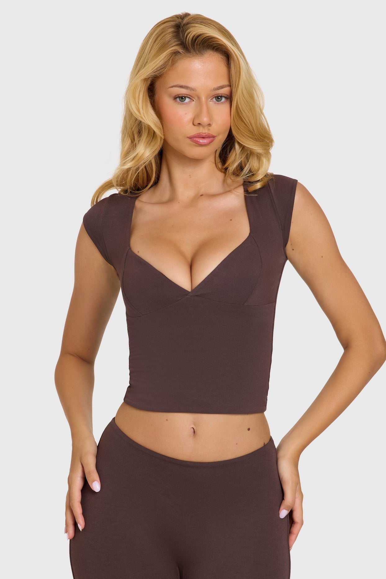 Modal Cap-Sleeve Top in Chocolate - 6