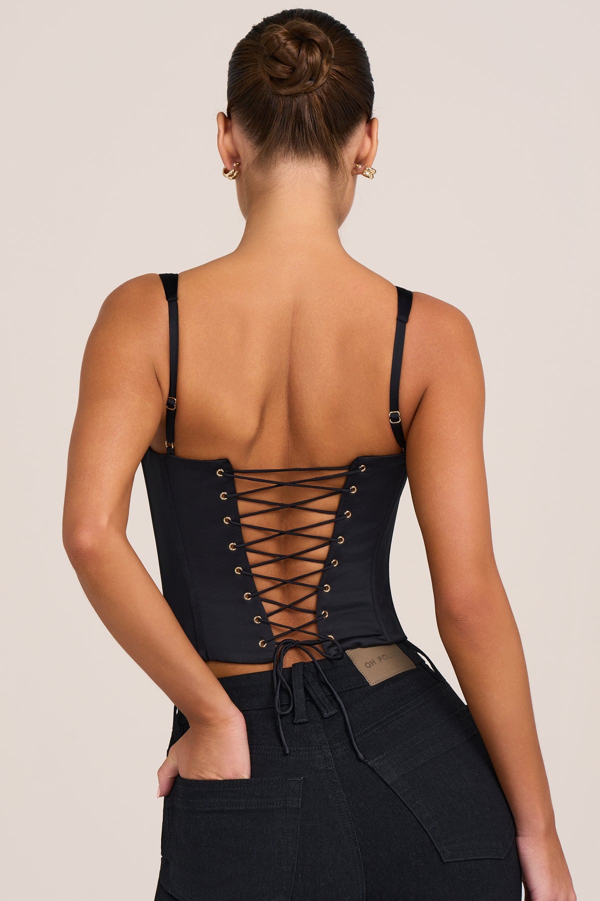Satin Corset Top in Black - 2