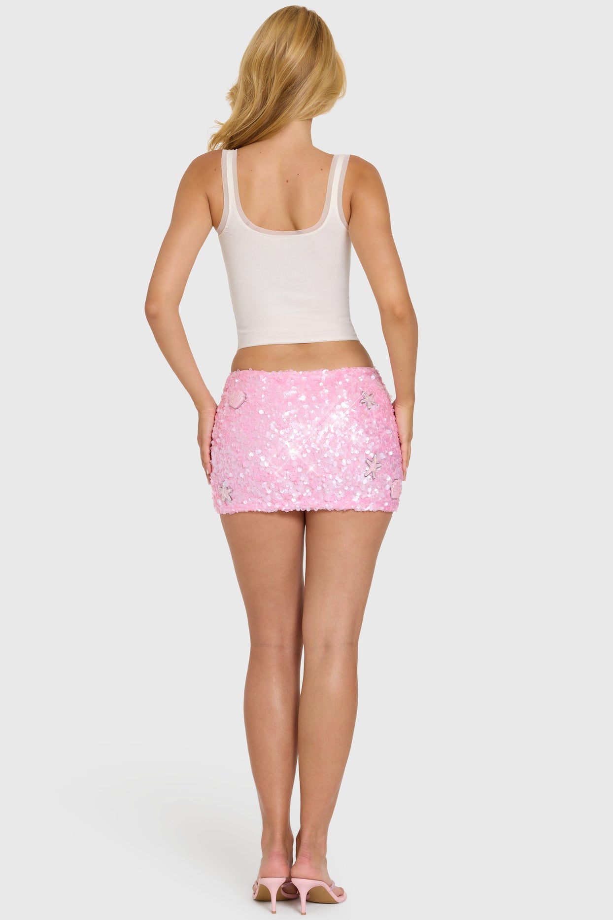 Embellished Mini Skirt in Bubblegum Pink - 3