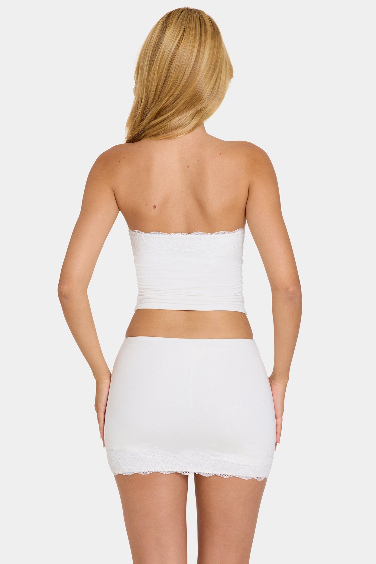 Modal Lace-Trim Bandeau Top in Coconut - 3