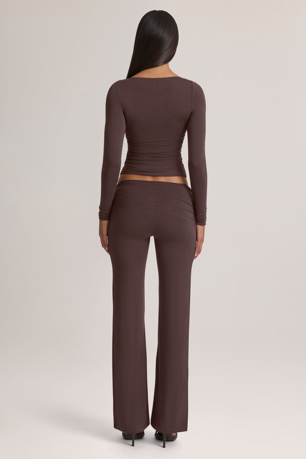 Modal Mid-Rise Trousers in Chocolate Brown