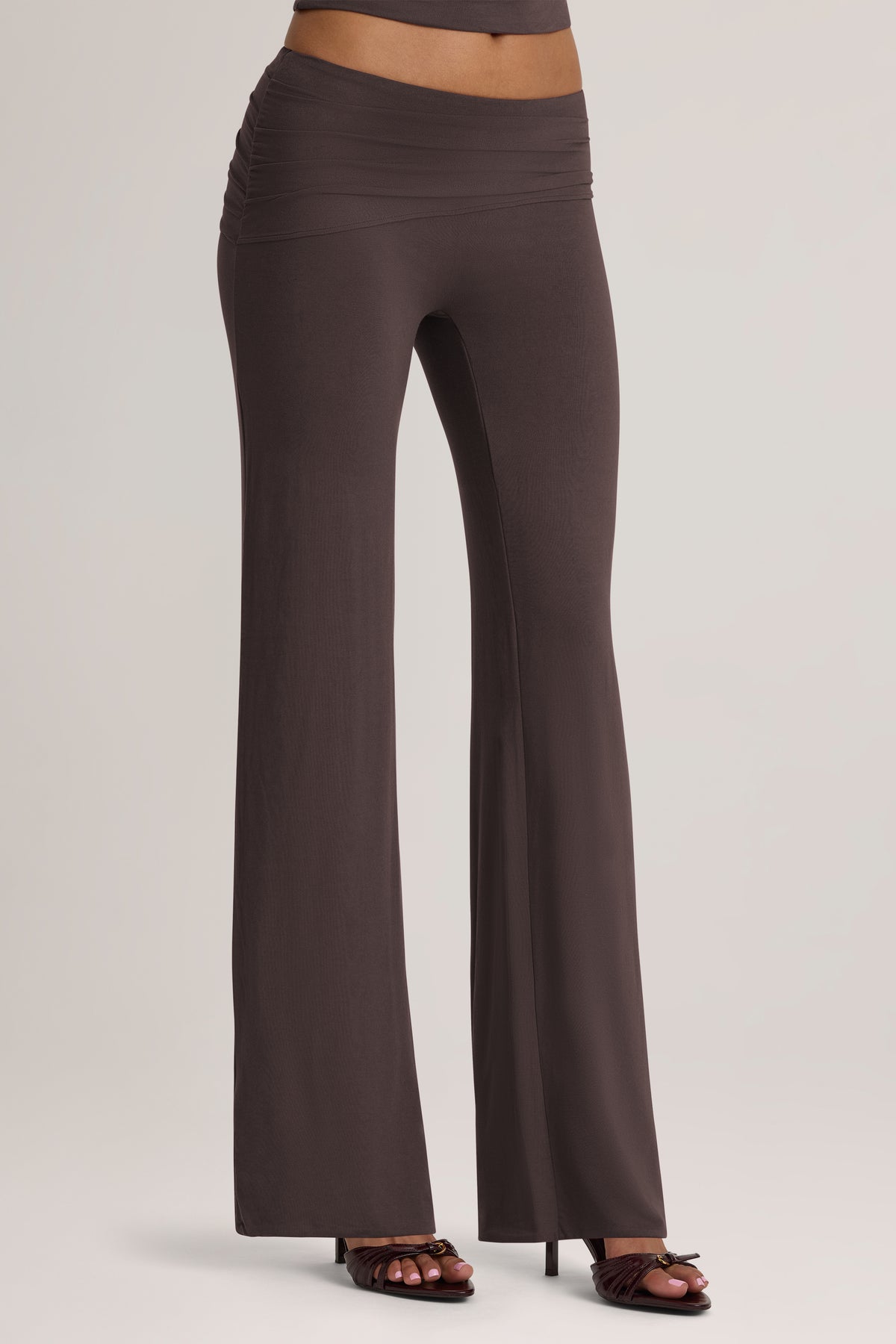 Modal Mid-Rise Trousers in Chocolate Brown