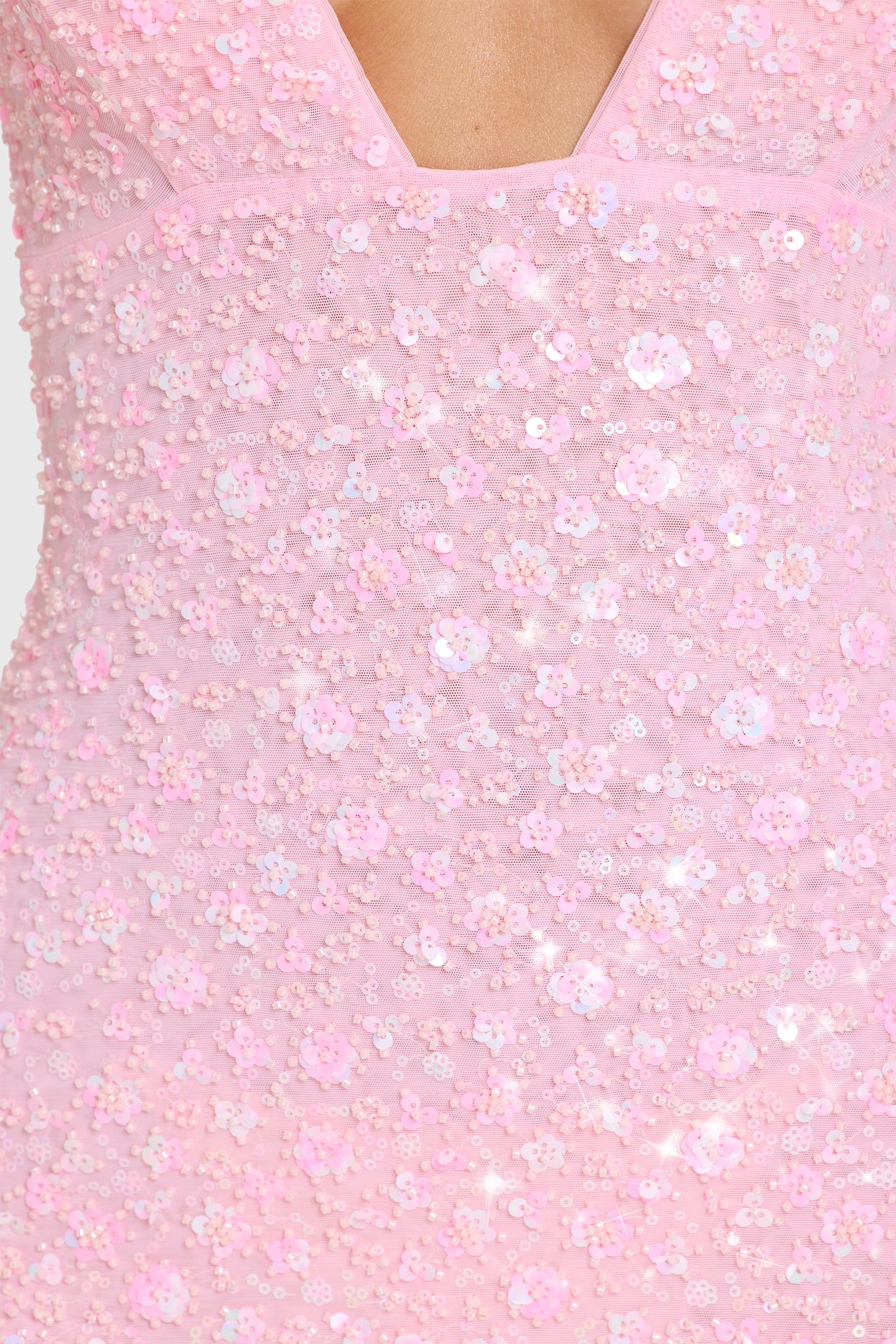 Embellished Mini Dress in Bubblegum Pink - 4