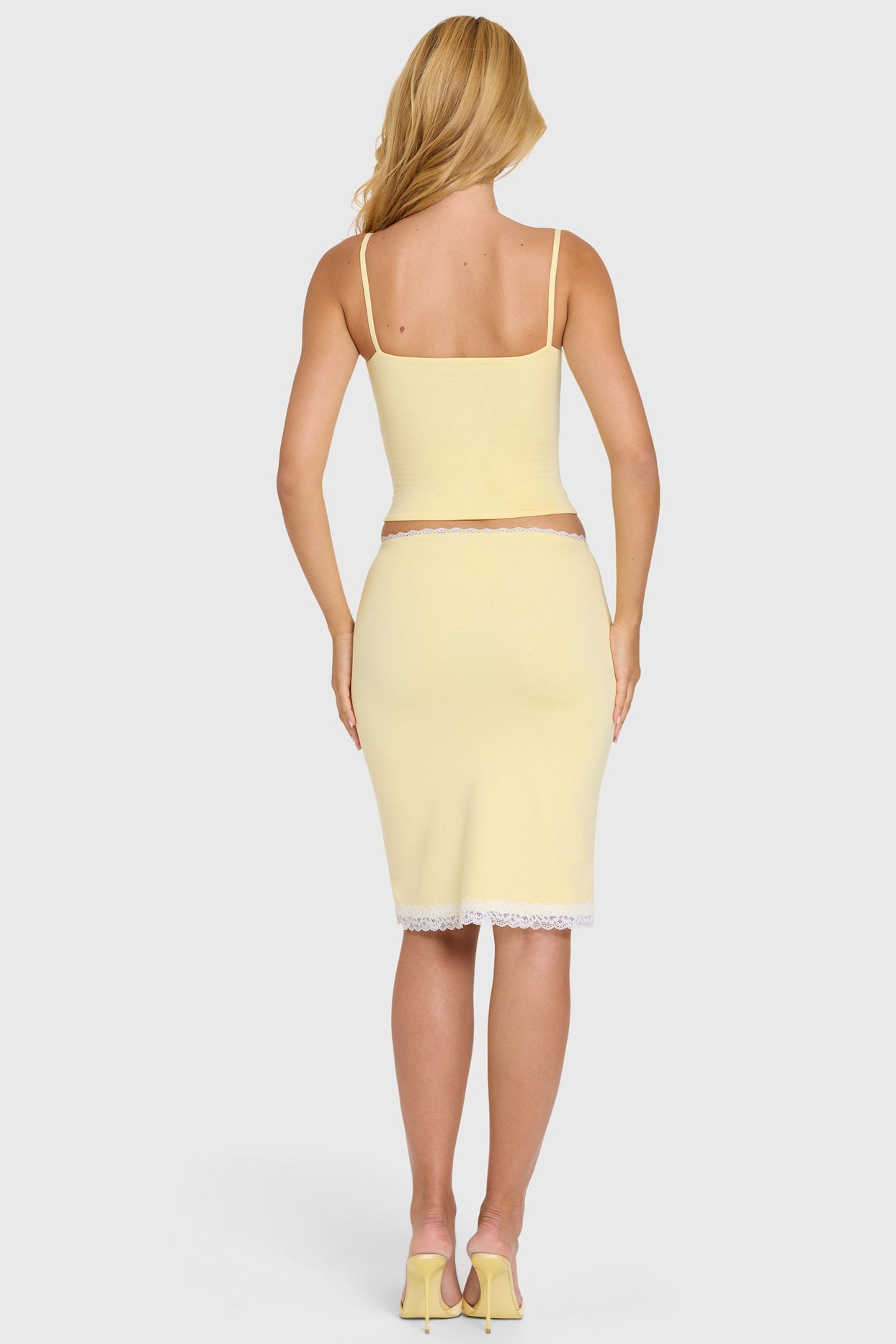 Modal Lace-Trim Midi Skirt in Butter - 6