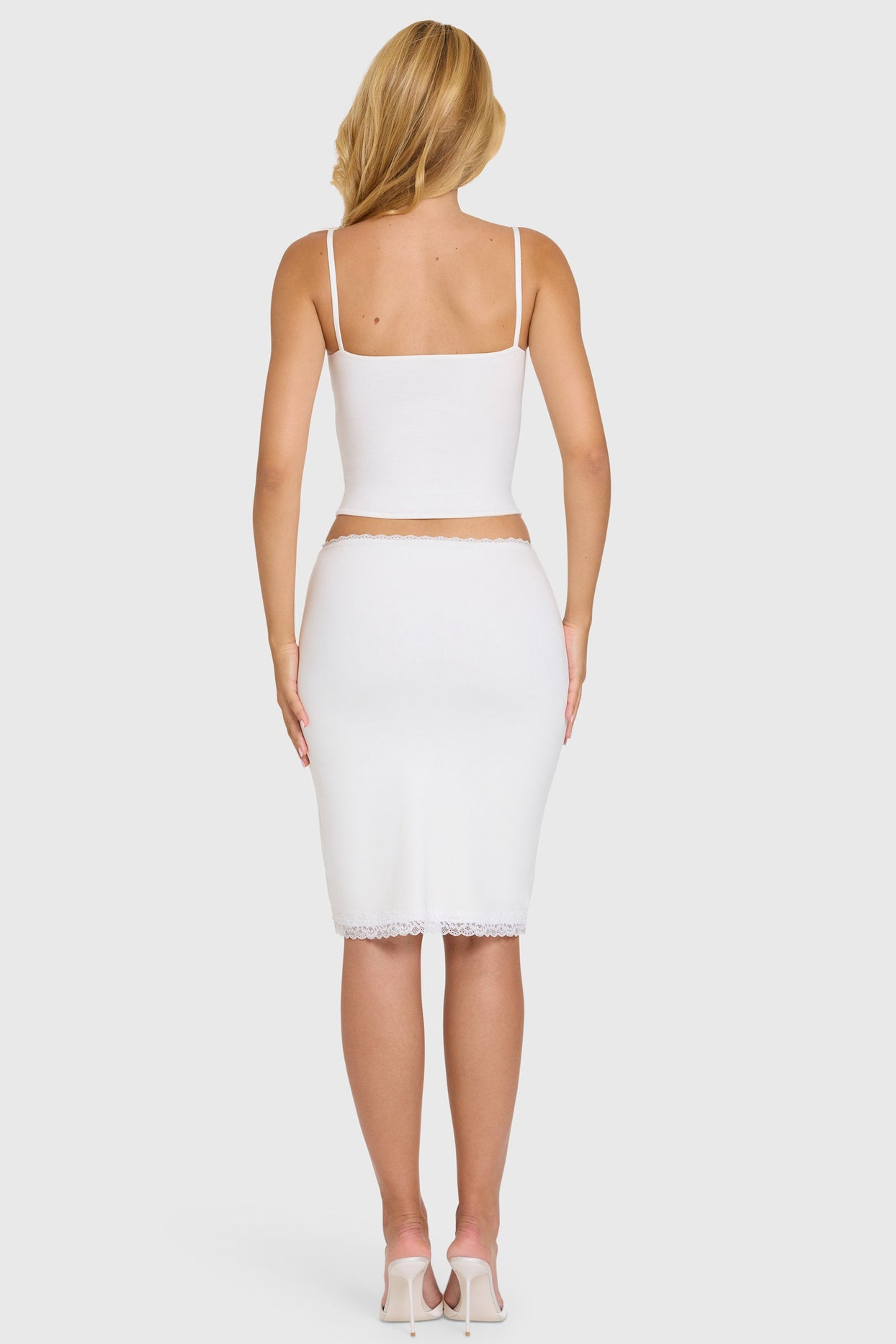 Modal Lace-Trim Midi Skirt in Coconut - 6