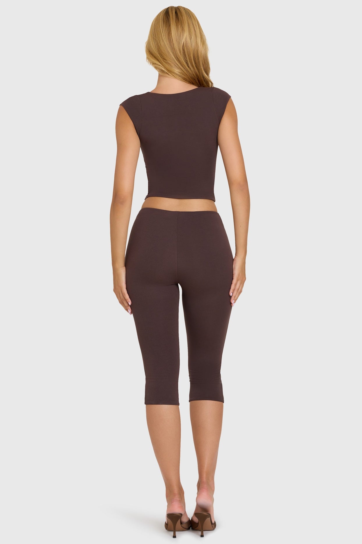 Modal Capri Leggings in Chocolate - 5