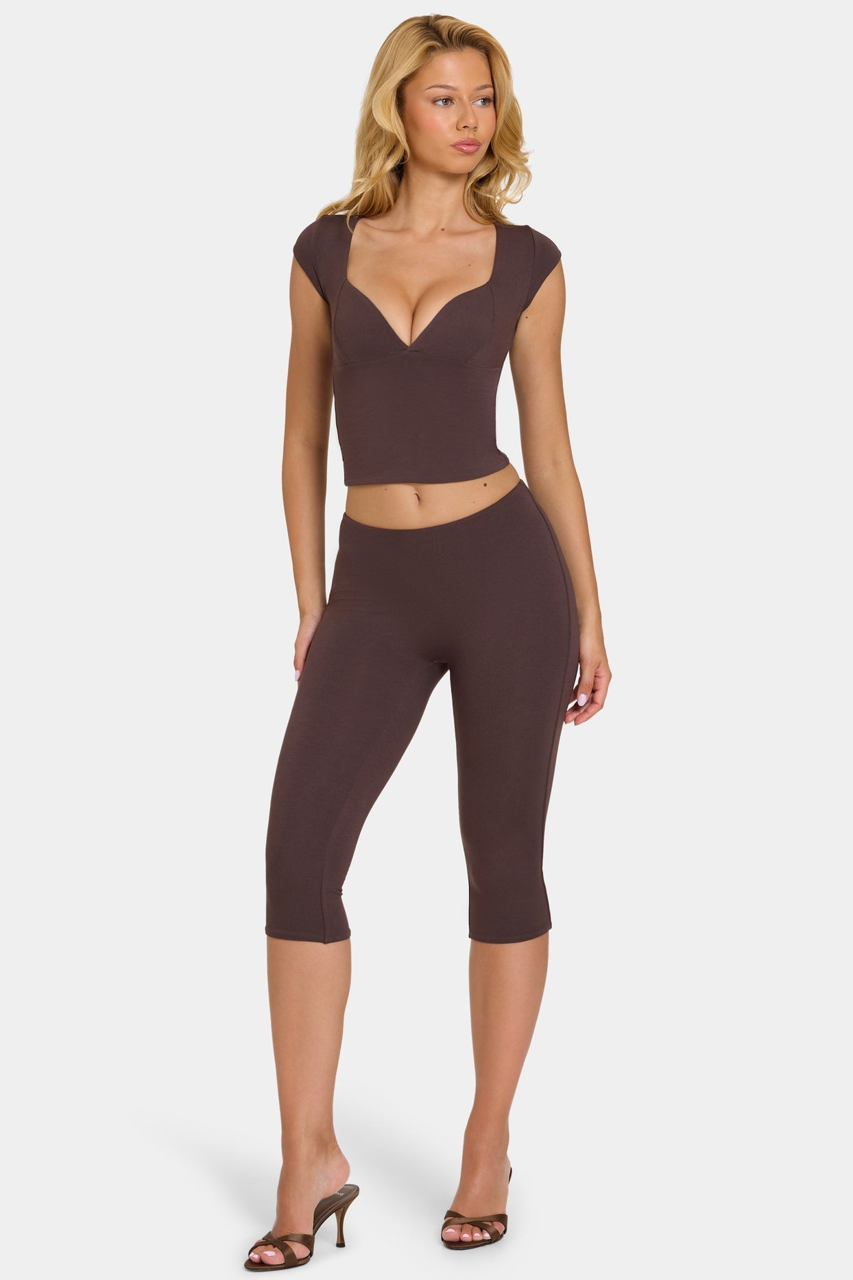 Modal Capri Leggings in Chocolate - 8