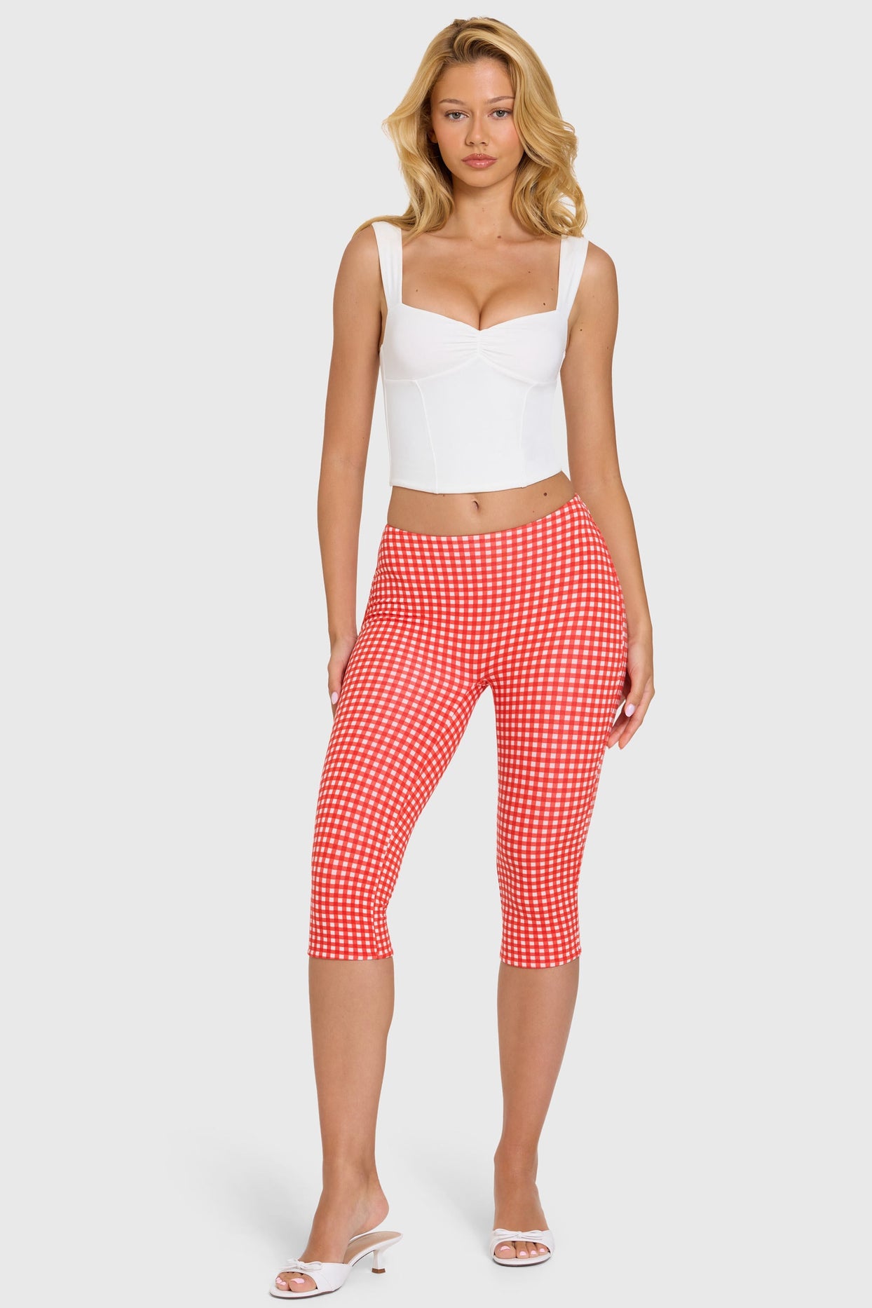 Modal Capri Leggings in Red Gingham - 6
