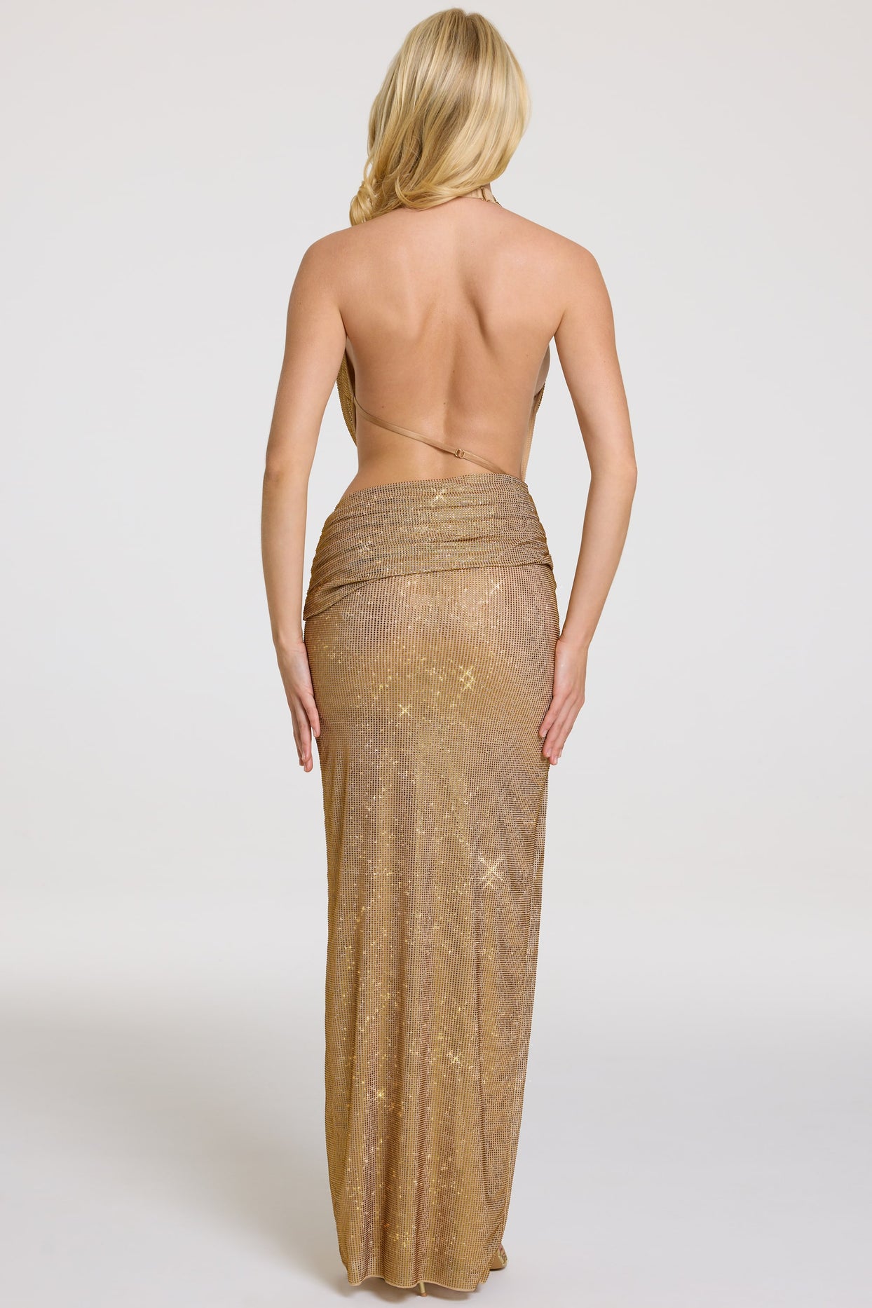 Embellished Maxi Dress in Gold - 3