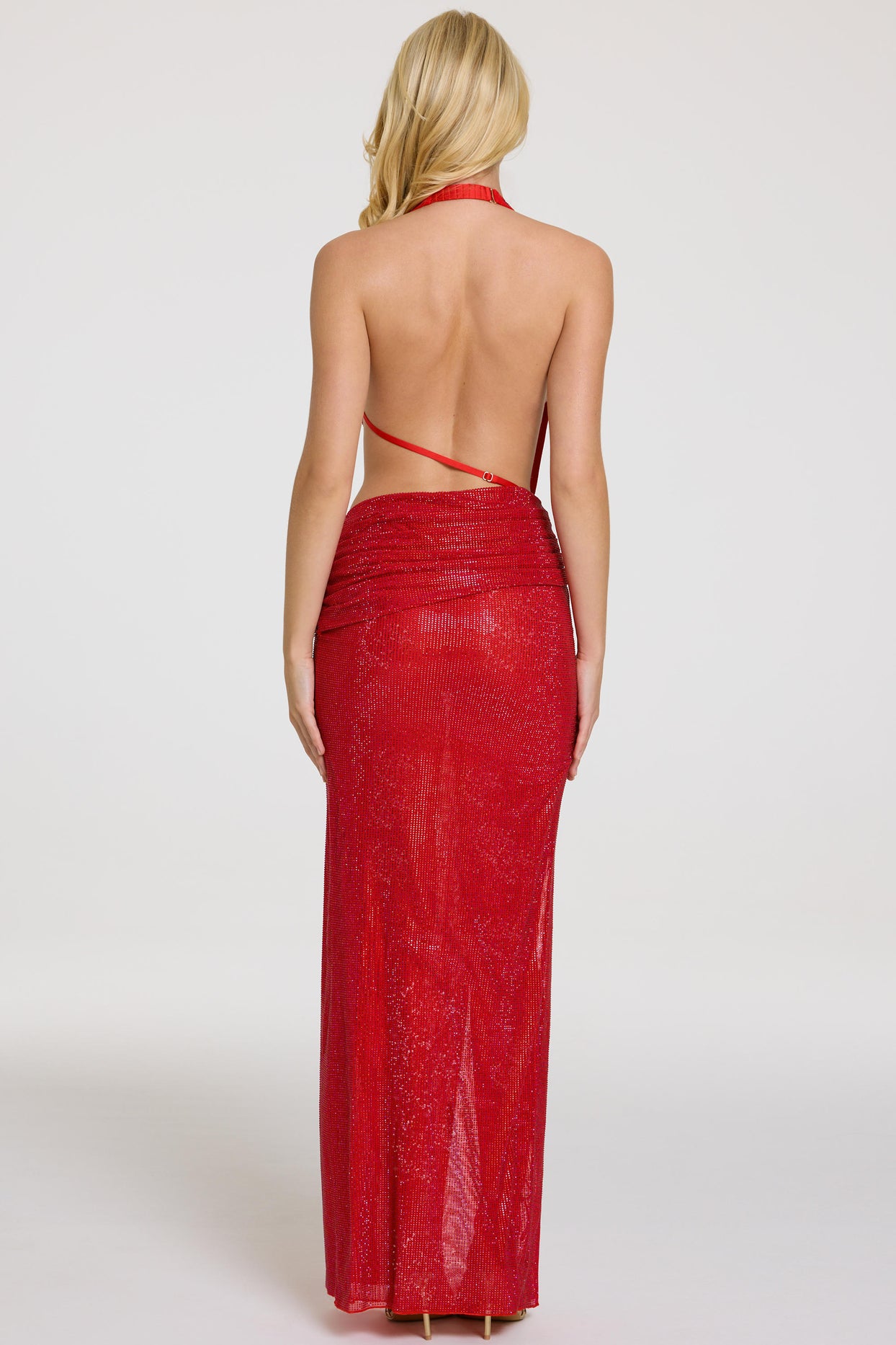 Embellished Maxi Dress in Red - 5