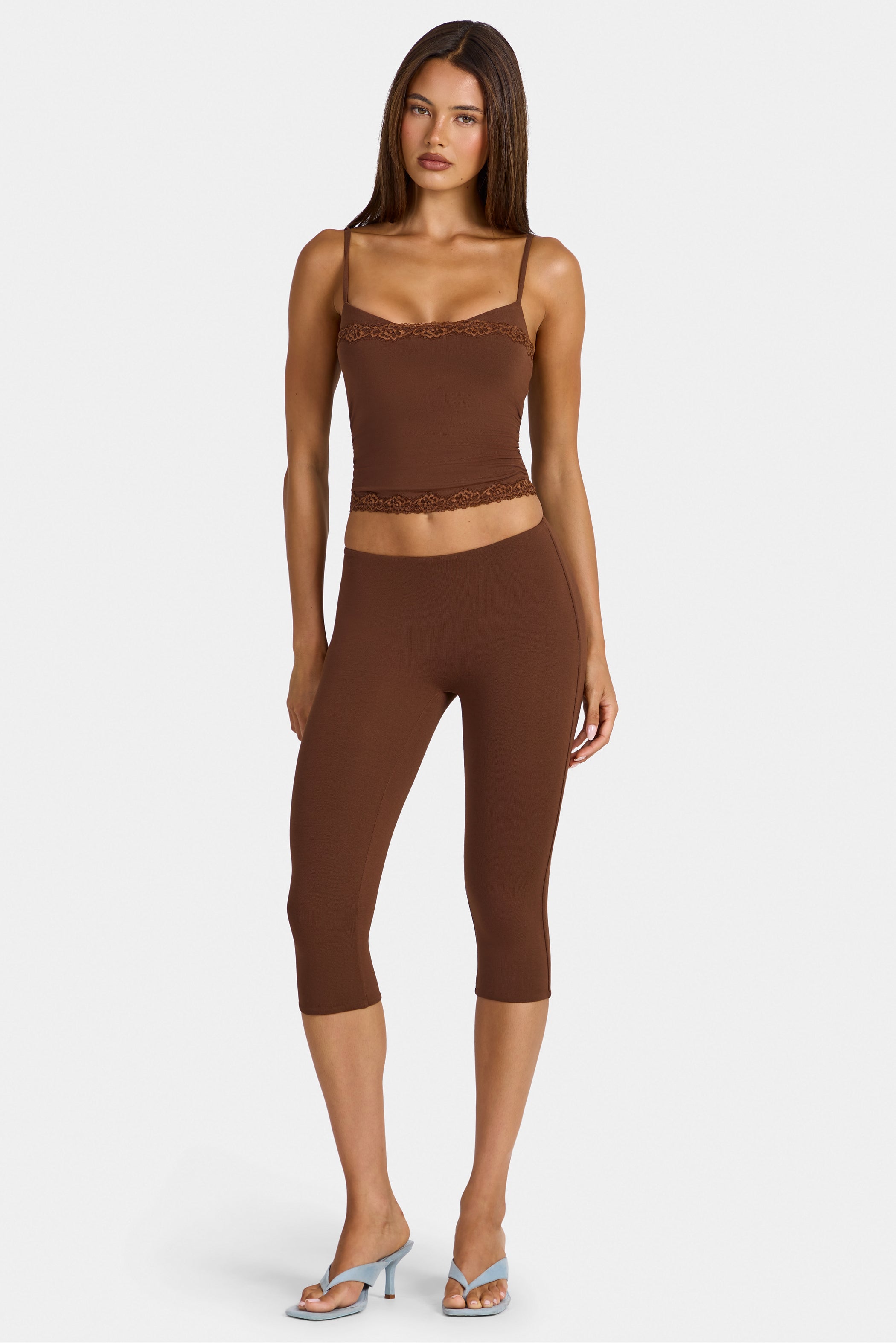 Modal Capri Leggings in Cocoa Brown