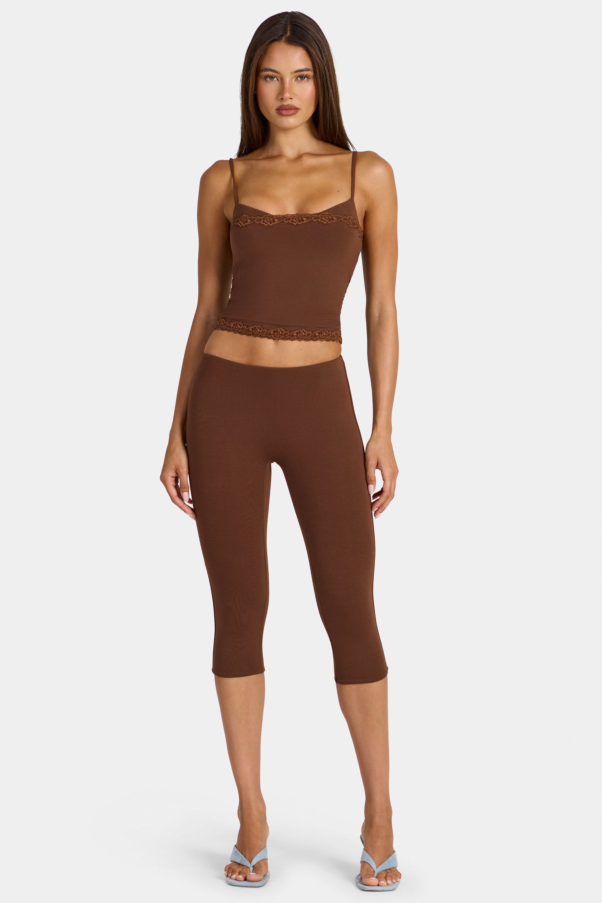 Modal Capri Leggings in Cocoa Brown