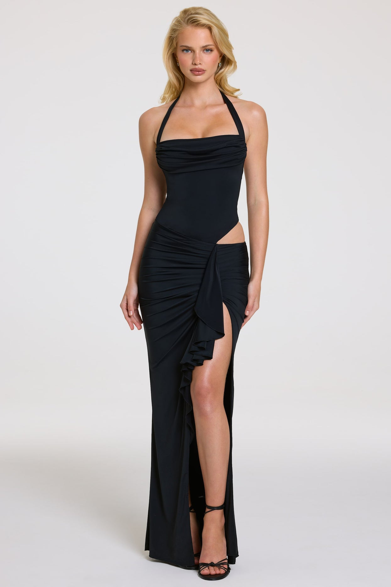 Halterneck Maxi Dress in Black - 6