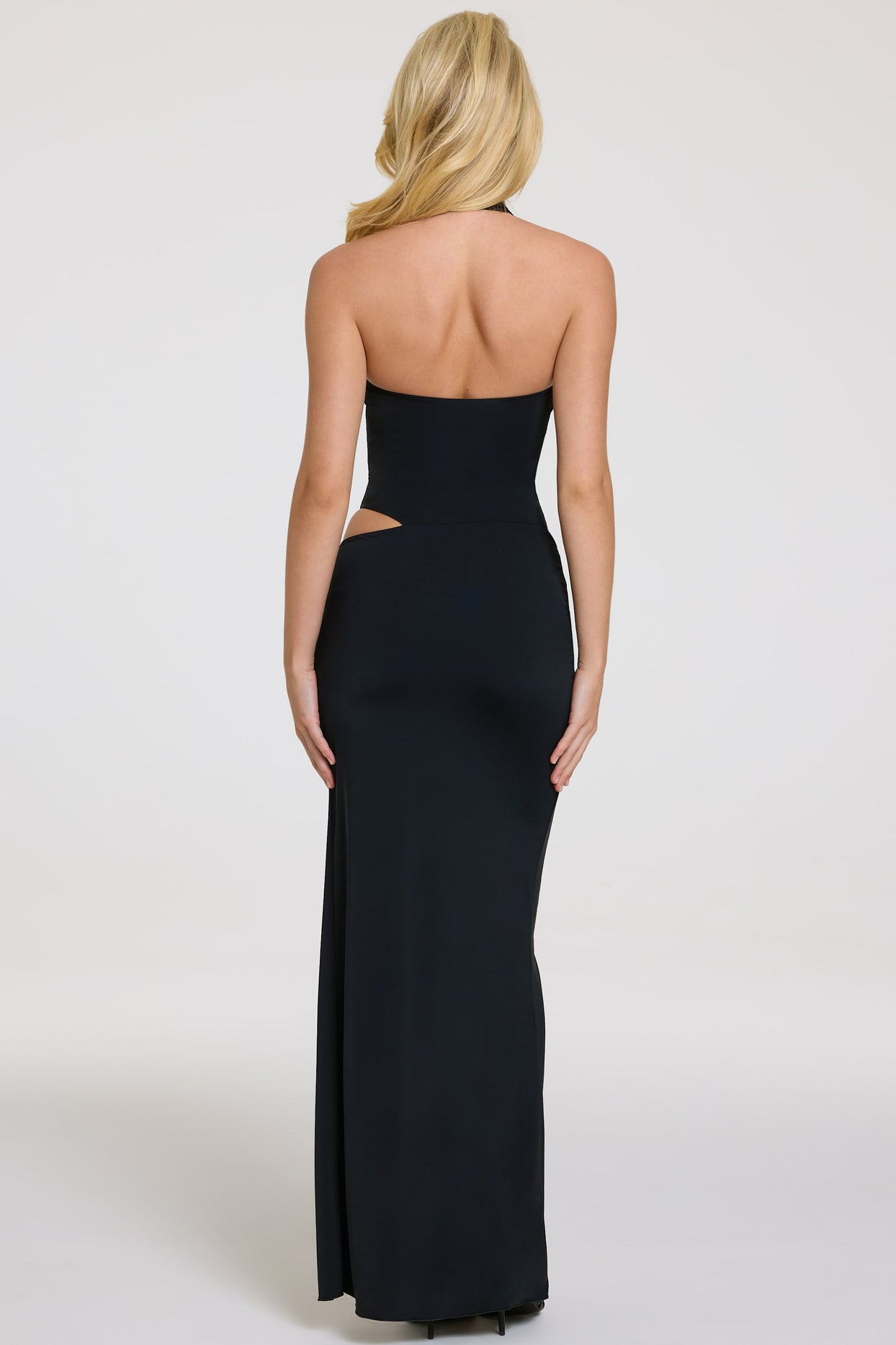 Halterneck Maxi Dress in Black - 7