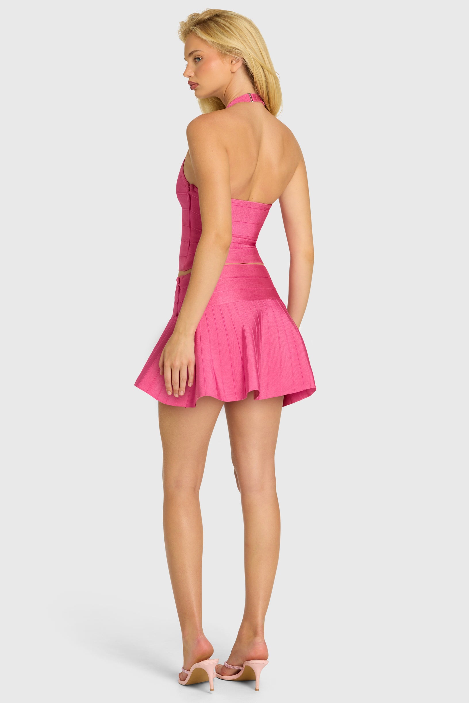 Bandage Low-Rise Mini Skirt in Raspberry - 2