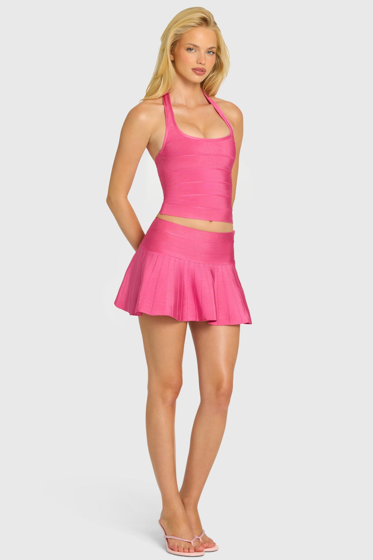 Bandage Low-Rise Mini Skirt in Raspberry - 1