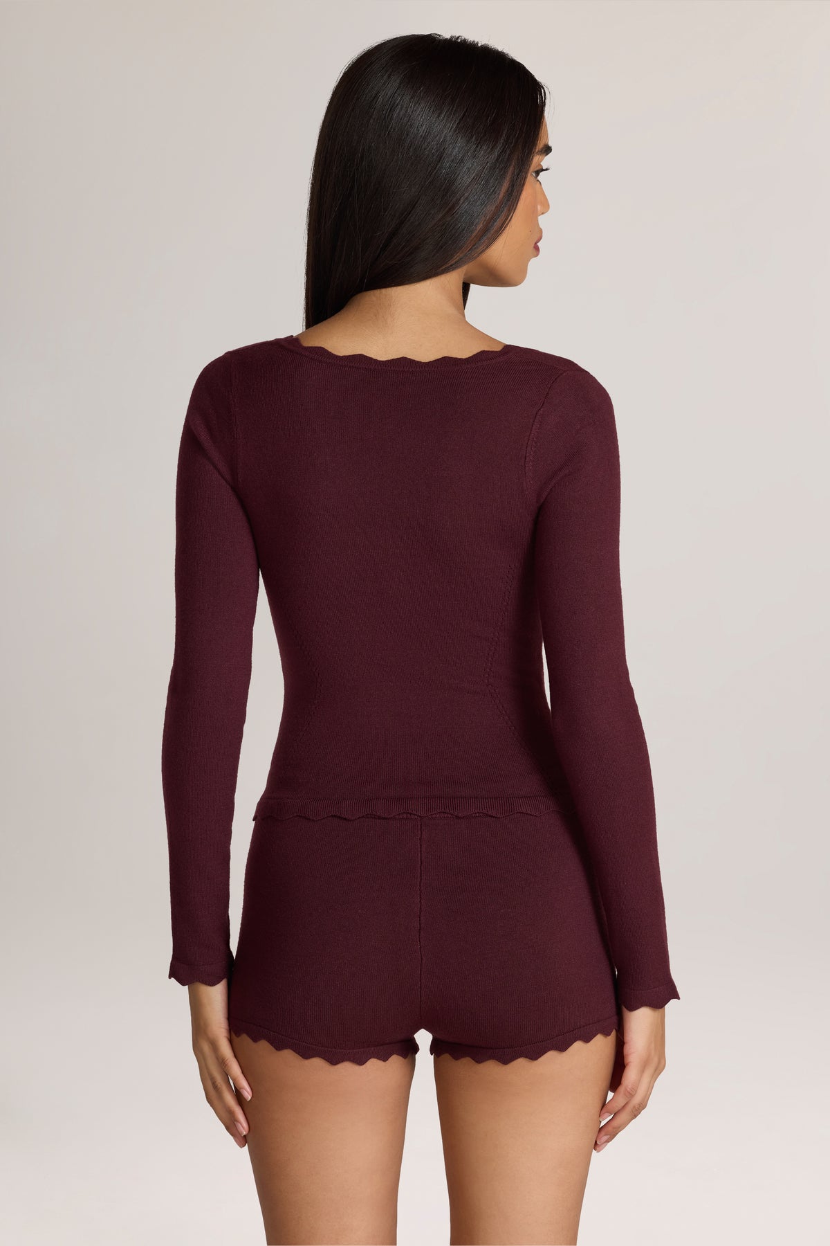 Knit Long-Sleeve Cardigan in Cocoa Brown