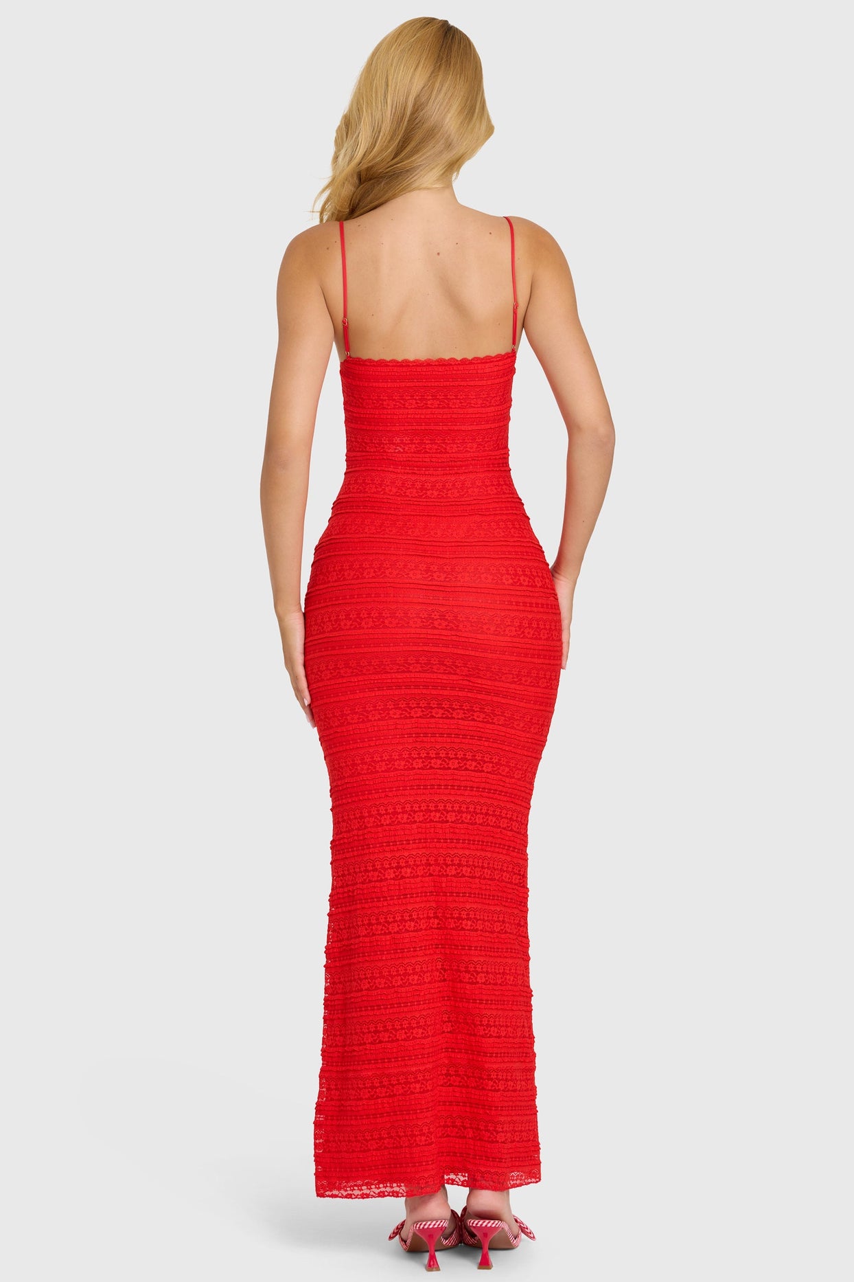 Lace Maxi Dress in Cherry - 6