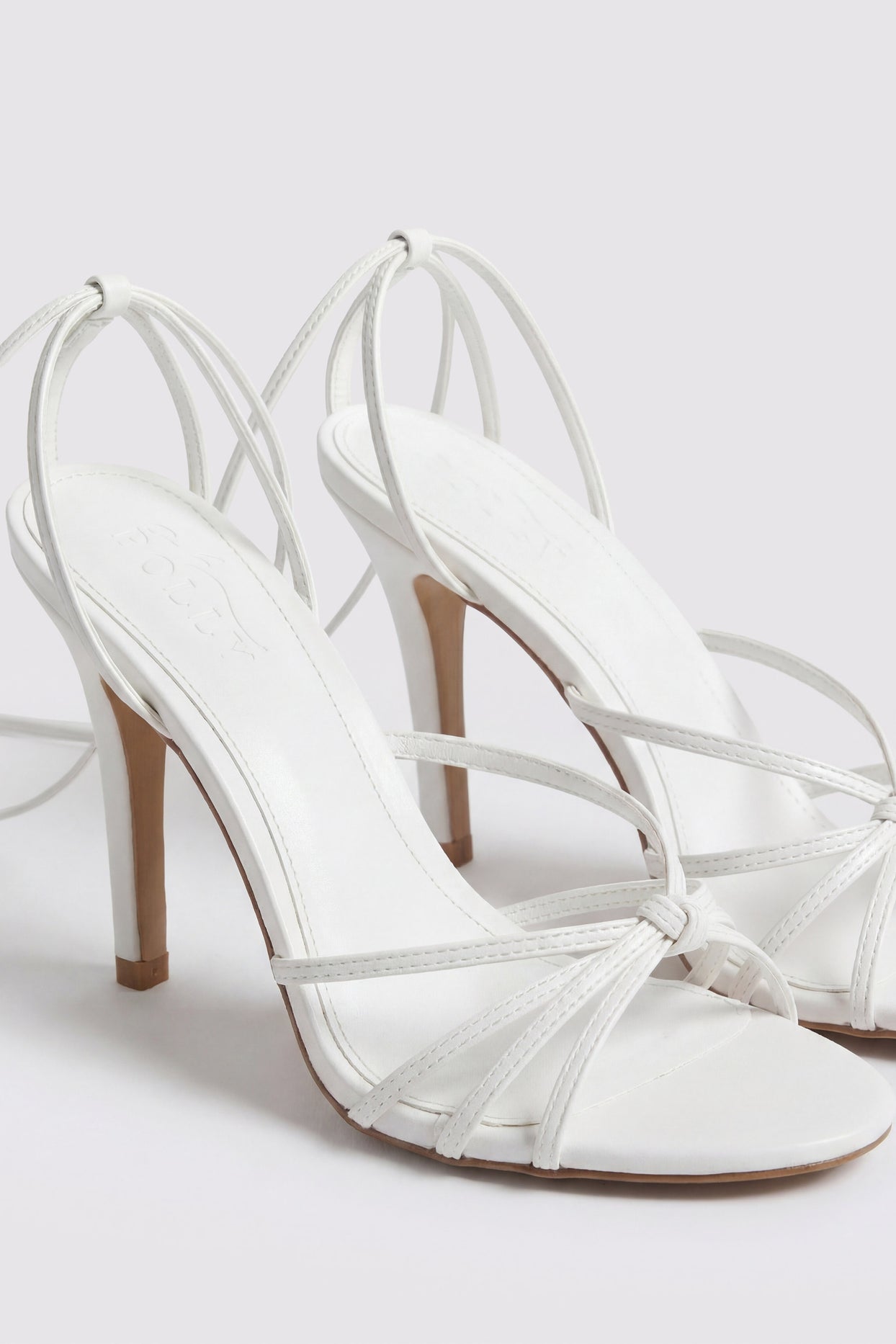 Lace-Up Heeled Sandal in White - 2