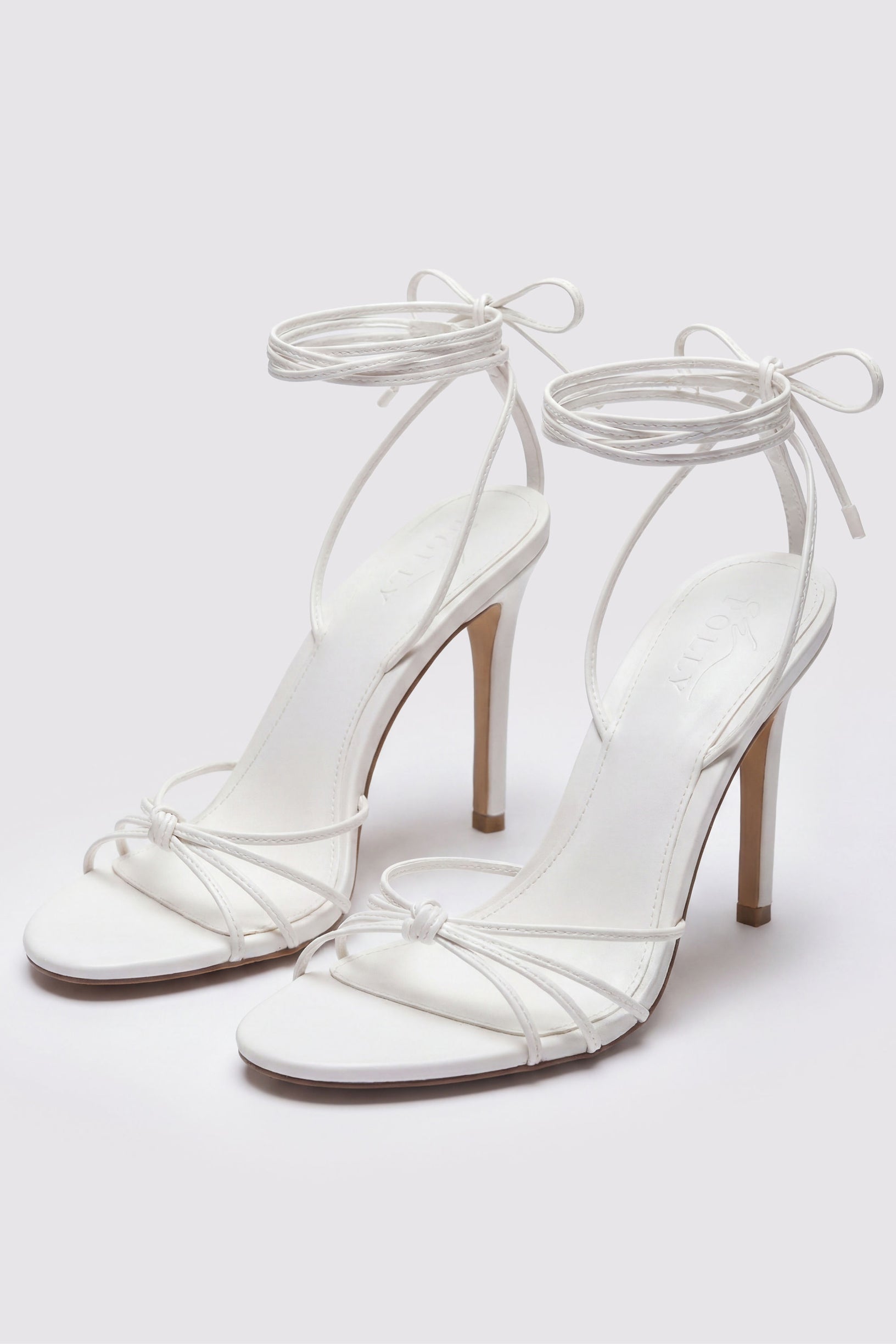 Lace-Up Heeled Sandal in White - 1