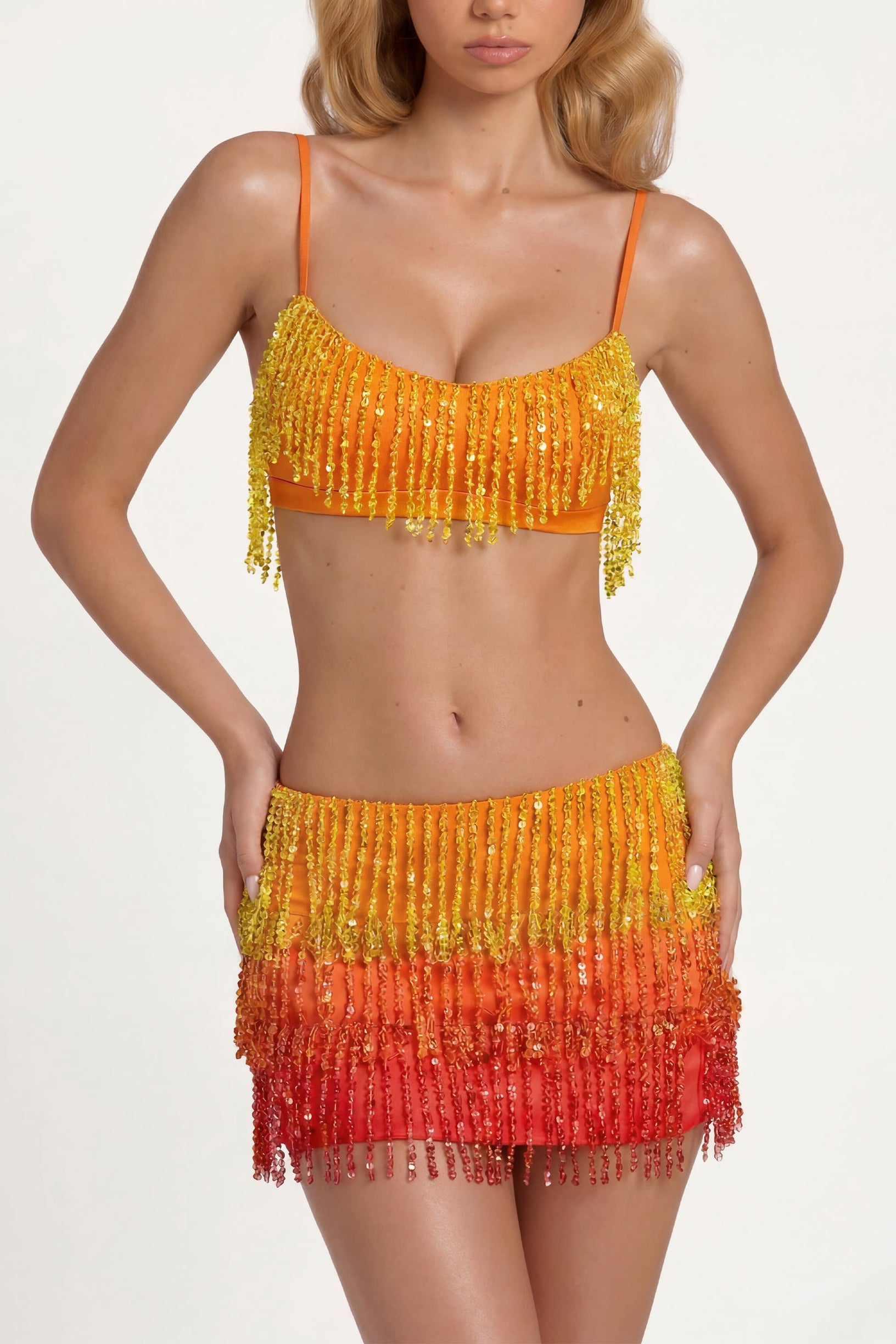 Fringed Bralette in Orange Ombre - 1