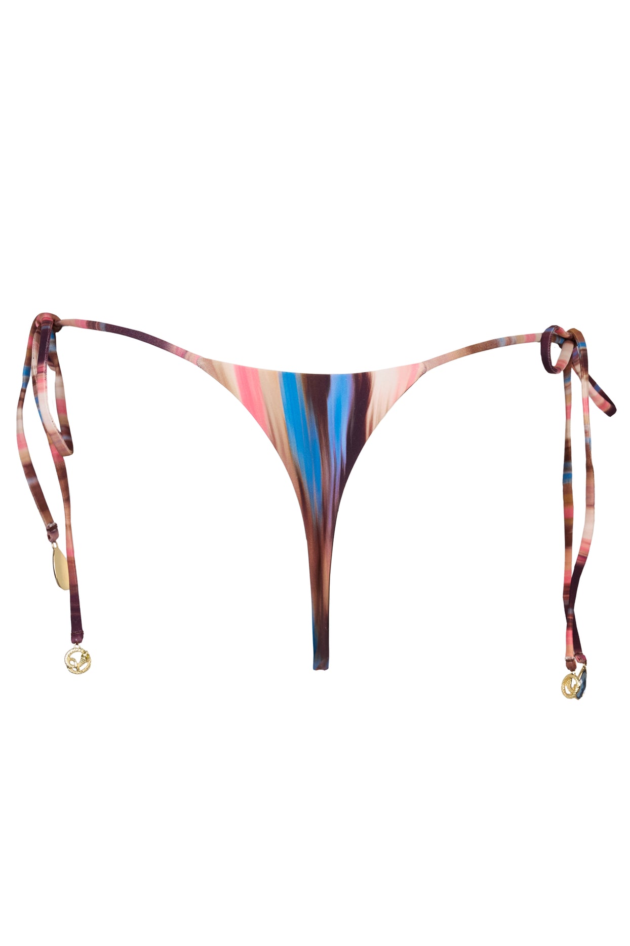 Tie-Side Thong Bikini Bottoms in Abstract Stripe - 5