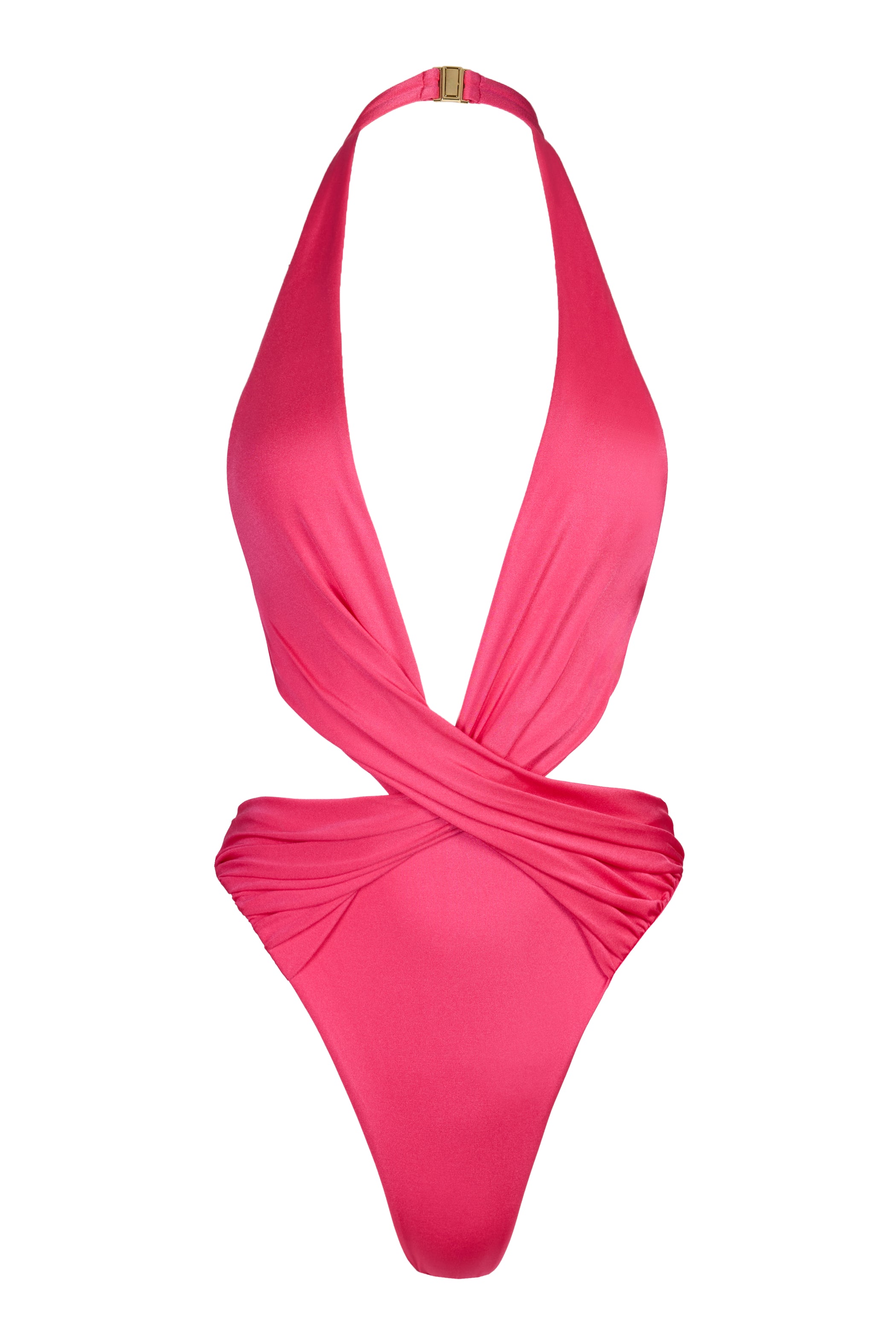 Halterneck Cheeky Swimsuit  in Raspberry