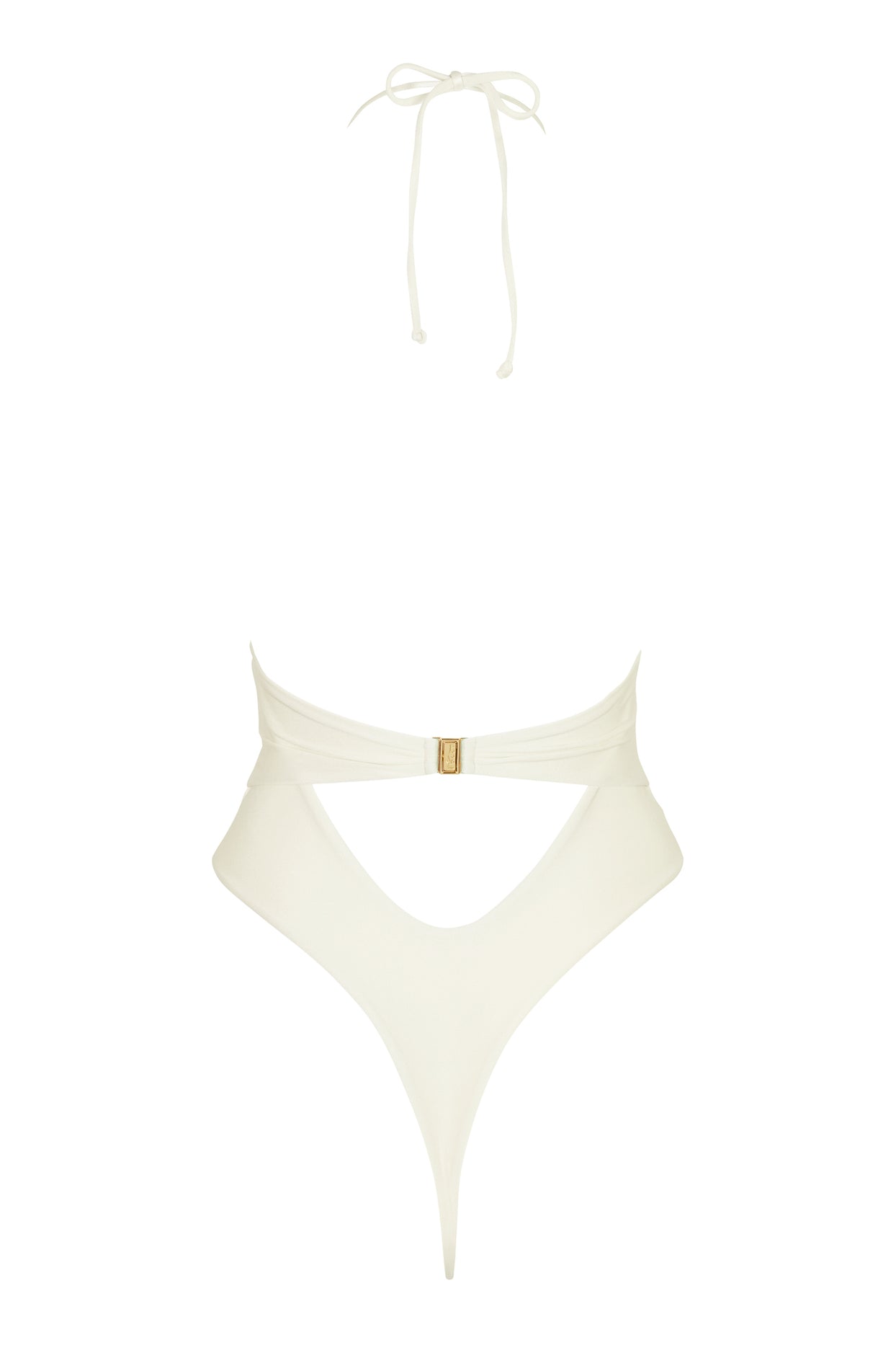 Halterneck Thong Swimsuit in Pearl - 5