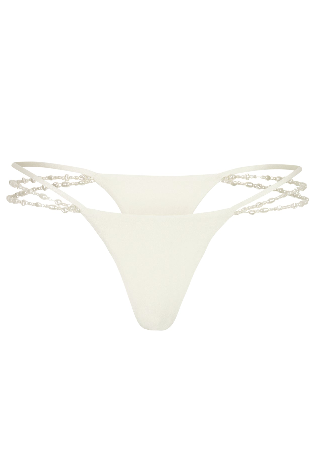 Multi-Strap Cheeky Bikini Bottoms  in Pearl - 5