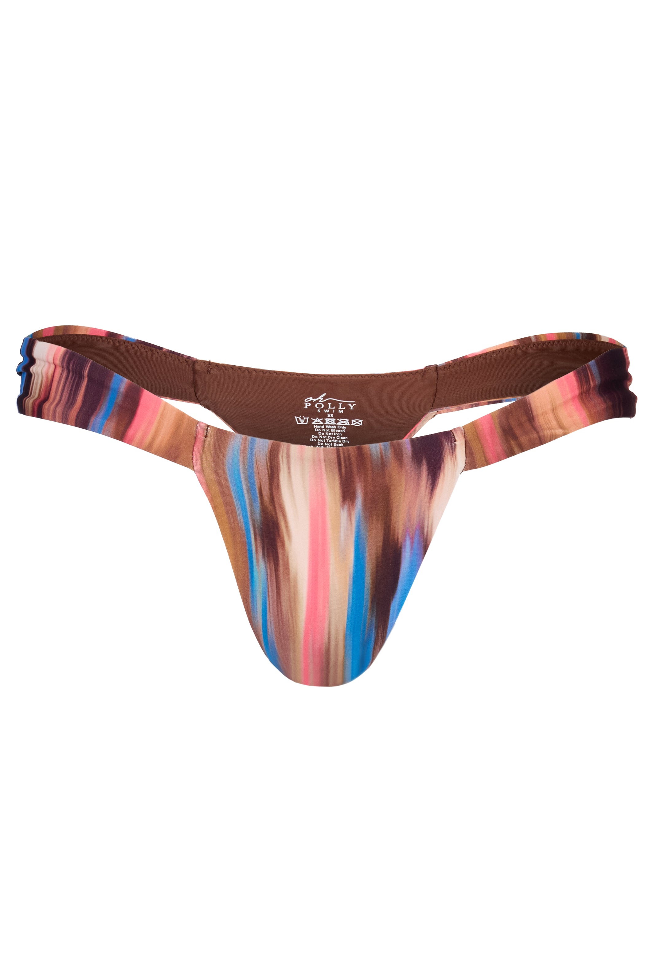 Thong Bikini Bottoms in Abstract Stripe