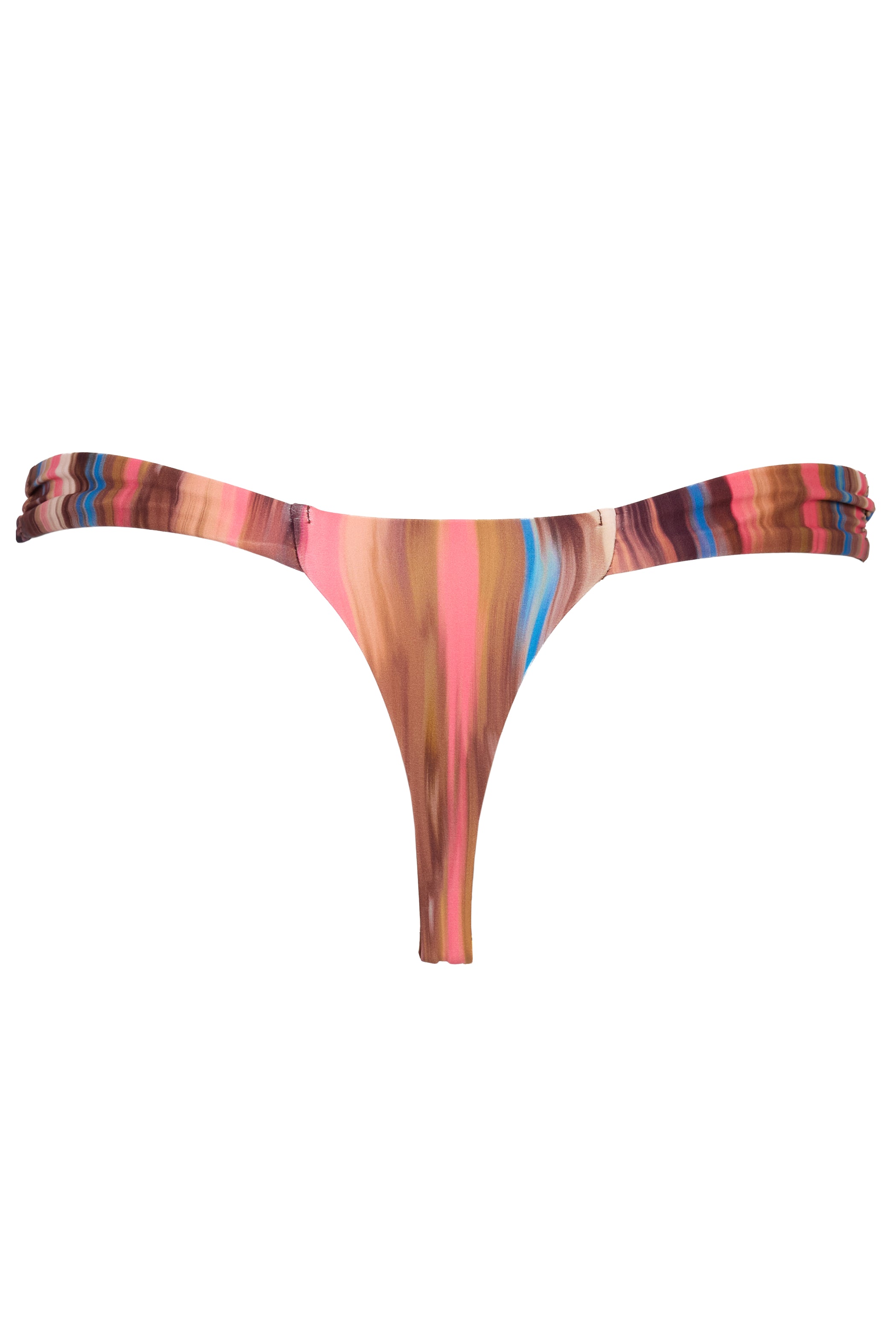 Thong Bikini Bottoms in Abstract Stripe